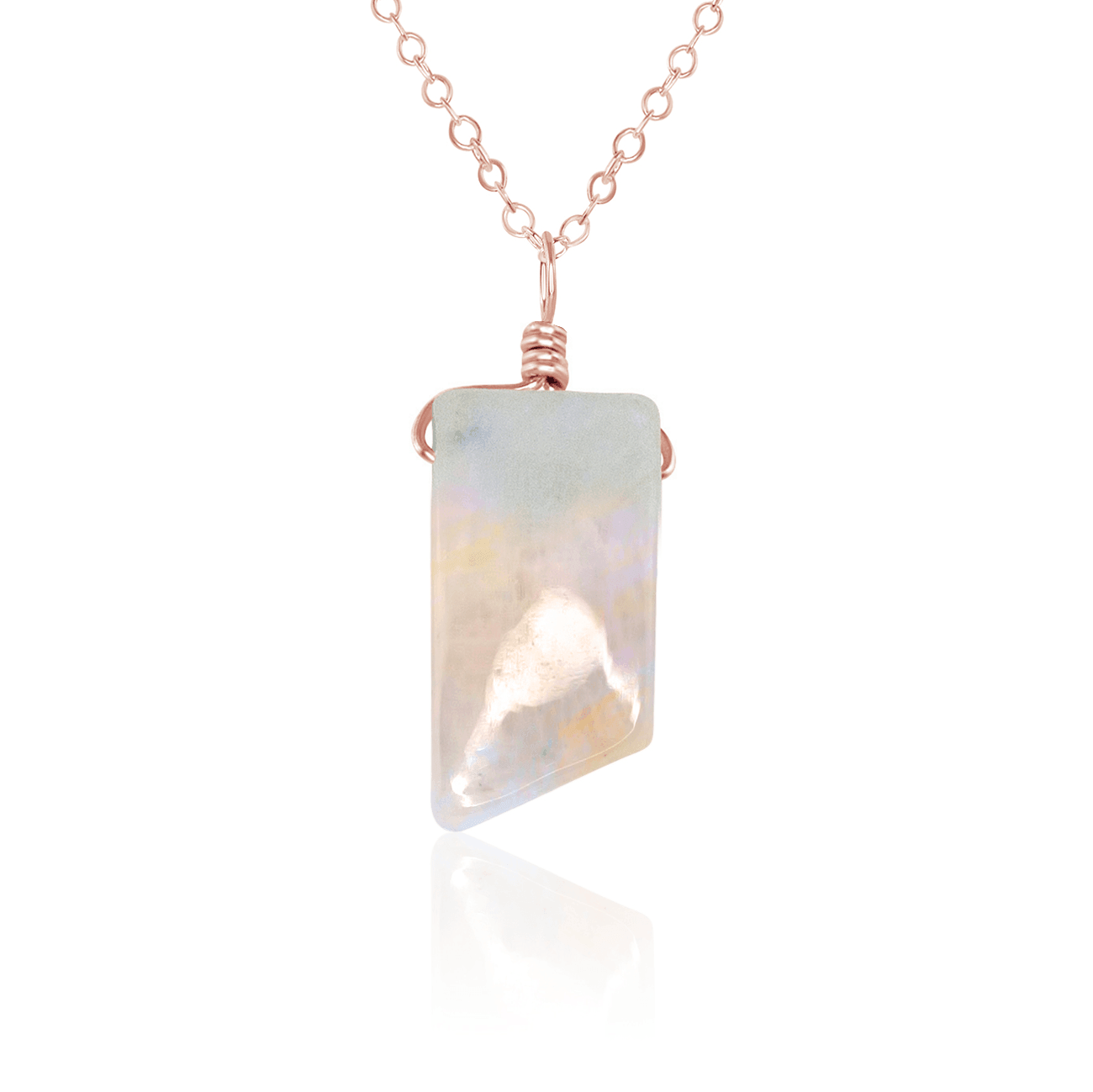 Rainbow Moonstone Pendant Necklace - Smooth Crystal Point Jewelry for Women | Perfect for Meditation, Yoga & Spiritual Healing