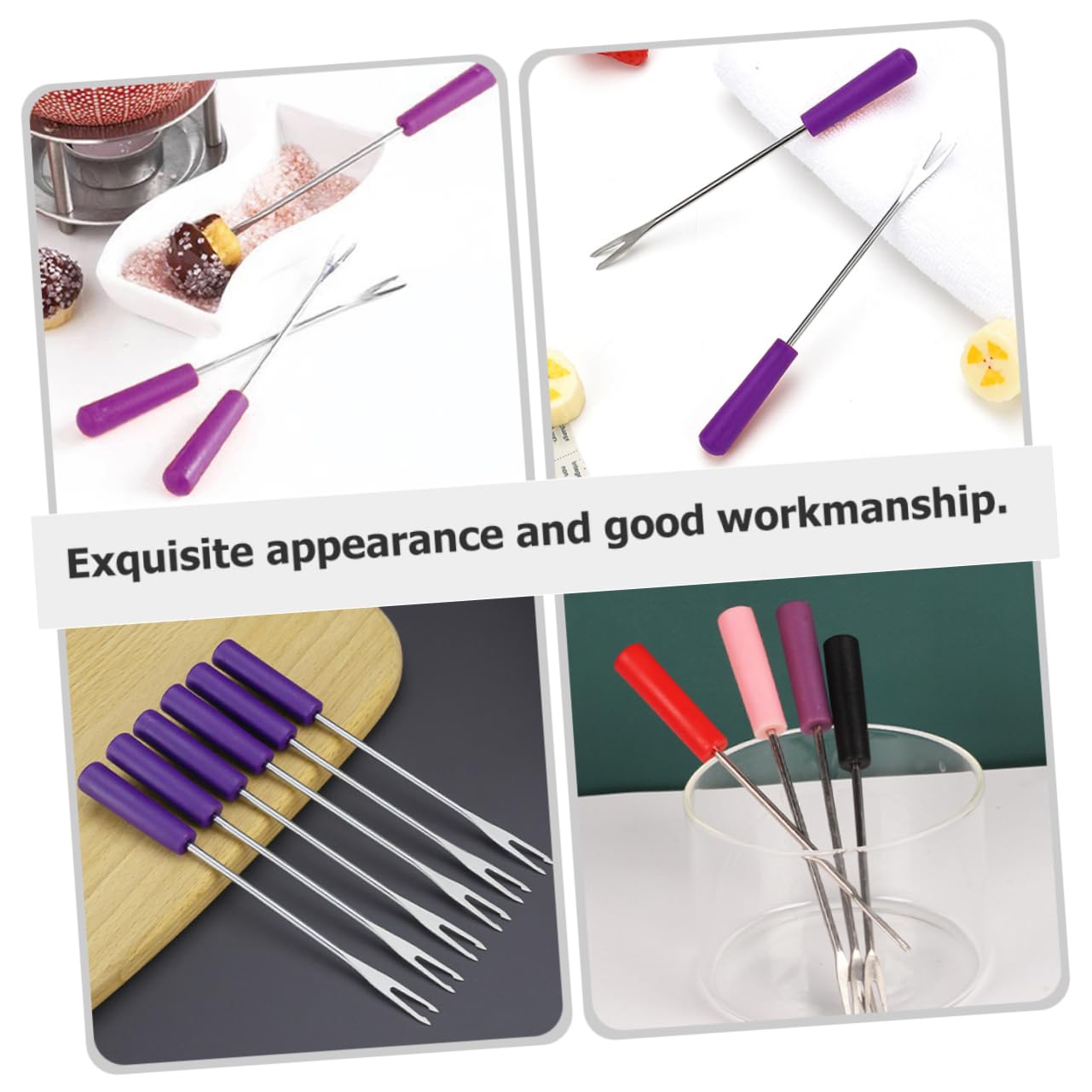 6-Piece Stainless Steel Cheese Forks Set - Heat-Resistant BBQ Forks for Melting Cheese & Fruits - Perfect for Parties, Picnics and Outdoor Grilling