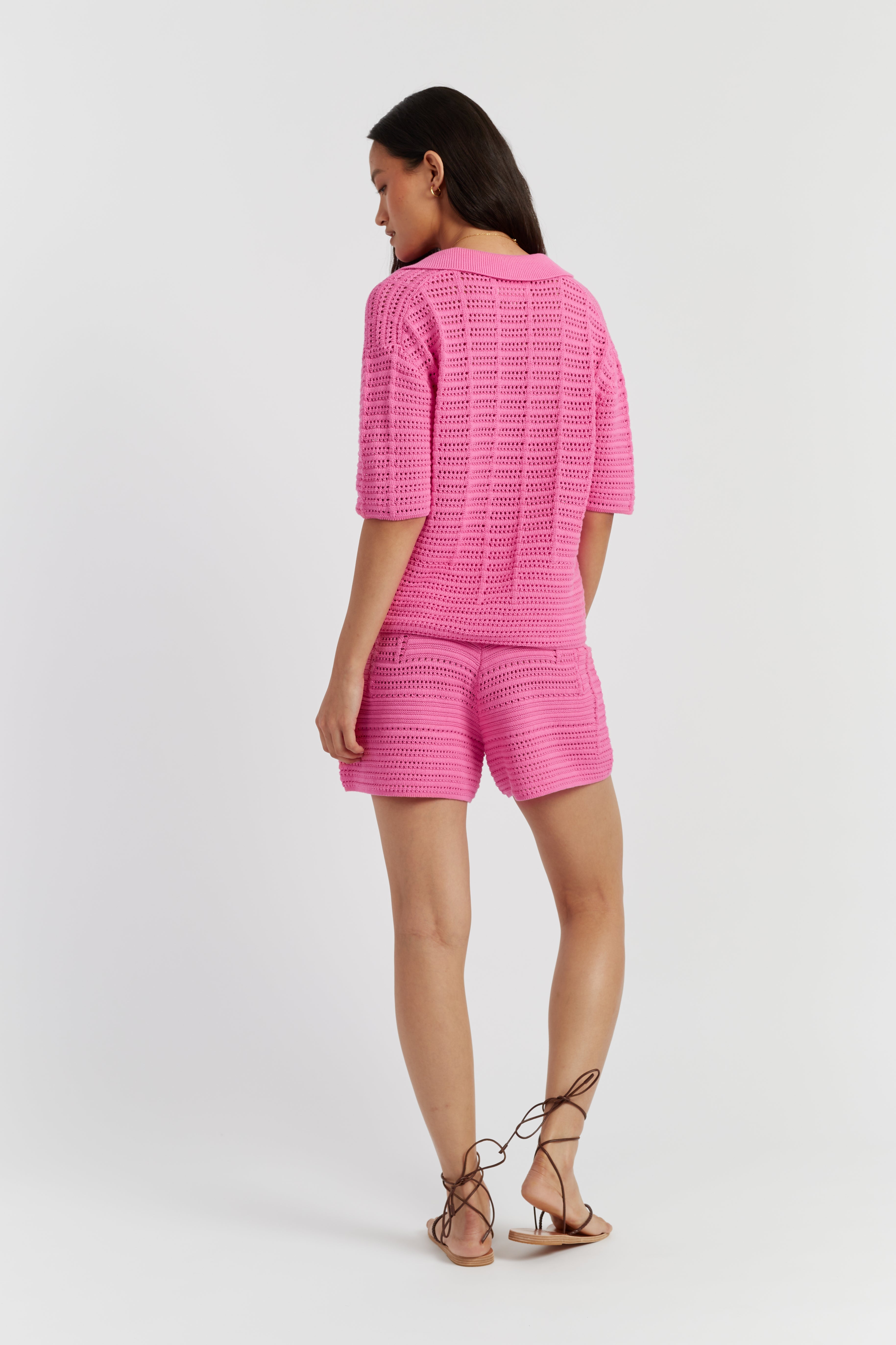 Stylish Pink Cotton Crochet Shirt for Women - Summer Boho Chic Top - Perfect for Beach Vacations & Casual Outings