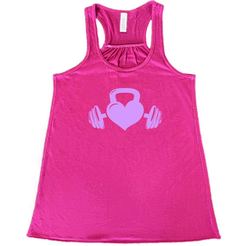 Heart Print Kettlebell Workout Shirt - Gym & CrossFit Training Apparel for Women & Men