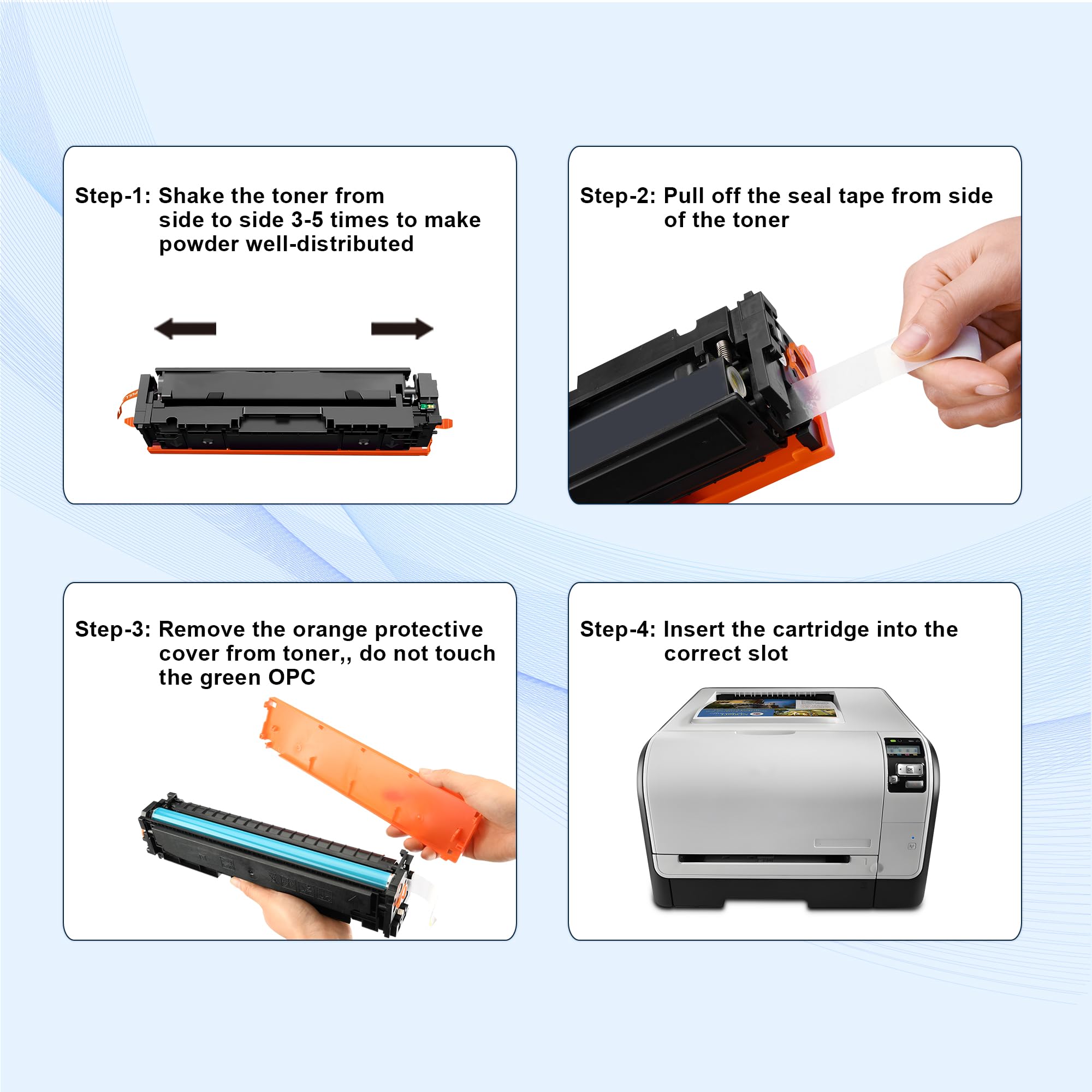 HP Laserjet Pro CP1525nw CM1415fnw Toner Cartridge 4-Pack (Black, Cyan, Yellow, Magenta) - Compatible with HP Printers | High-Quality Replacement Ink for Home & Office Printing