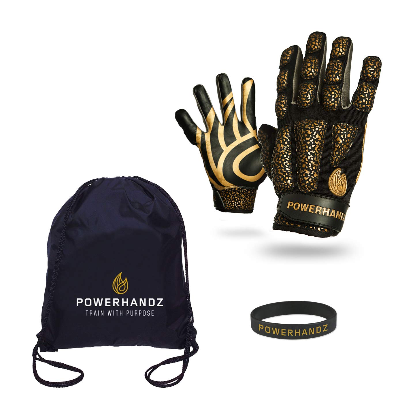PowerHandz Football Training Bundle – 3-Piece Set with Weighted Anti-Grip Gloves for Strength & Resistance Training, Drawstring Bag & Wristband – Perfect for Football Practice, Gym Workouts & Athletic Performance Enhancement