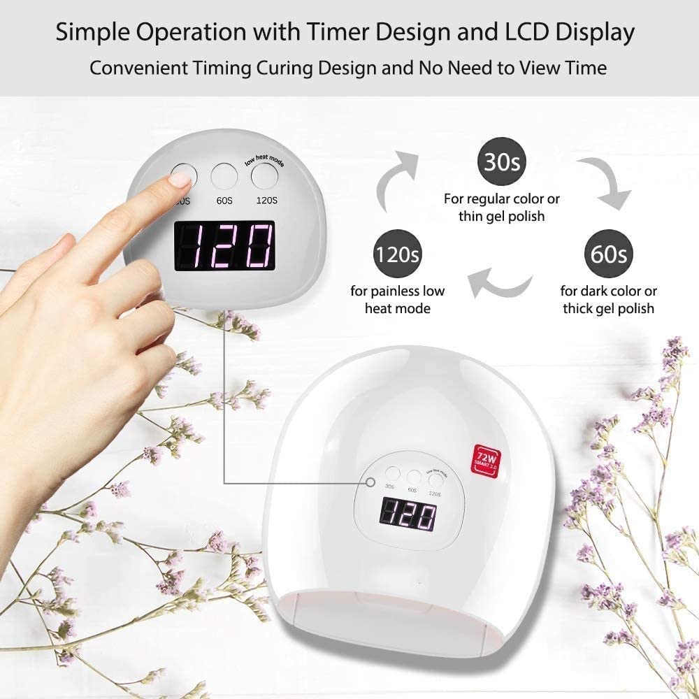 72W Professional UV LED Nail Lamp for Gel Polish - 36 LED Nail Dryer with 3 Timer Settings, Pink Manicure Light for Women & Girls | Perfect for Home Salon, Valentine's Gift & Nail Art Enthusiasts