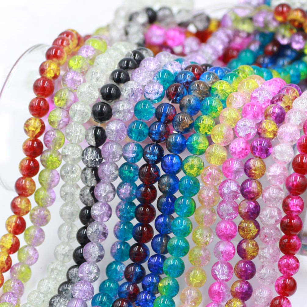 ARTIBETTER 40Pcs 10mm Round Jade Crystal Beads - Loose Quartz Gemstone Crackle Glass Beads for Jewelry Making, Necklaces & Bracelets (White) | DIY Craft Supplies & Handmade Jewelry Accessories