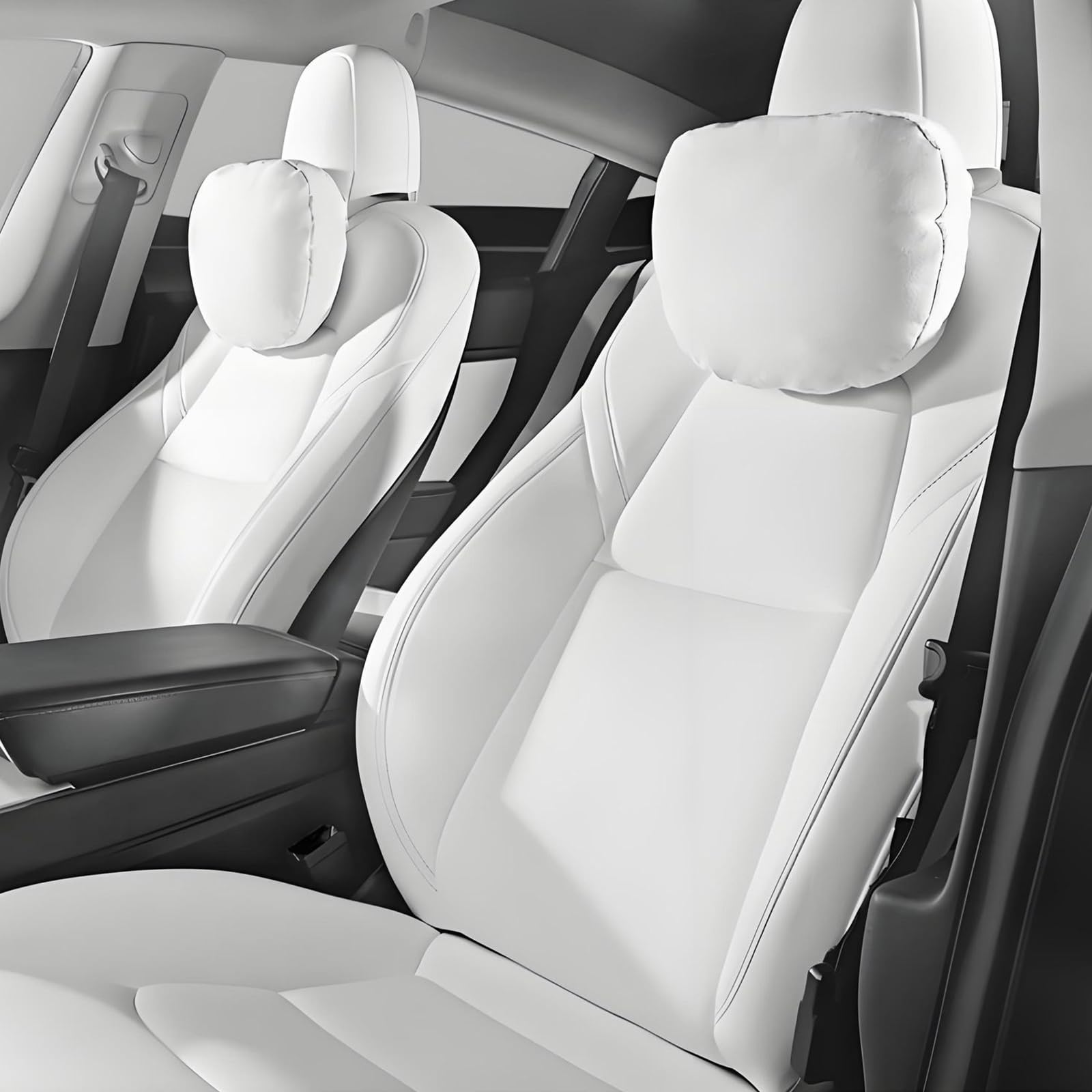 Tesla Model 3/Y/S/X Car Headrest Pillow - 2 Pack Ultra Soft Neck Support Cushion for Travel & Commuting - White Tesla Accessories for Comfortable Long Drives