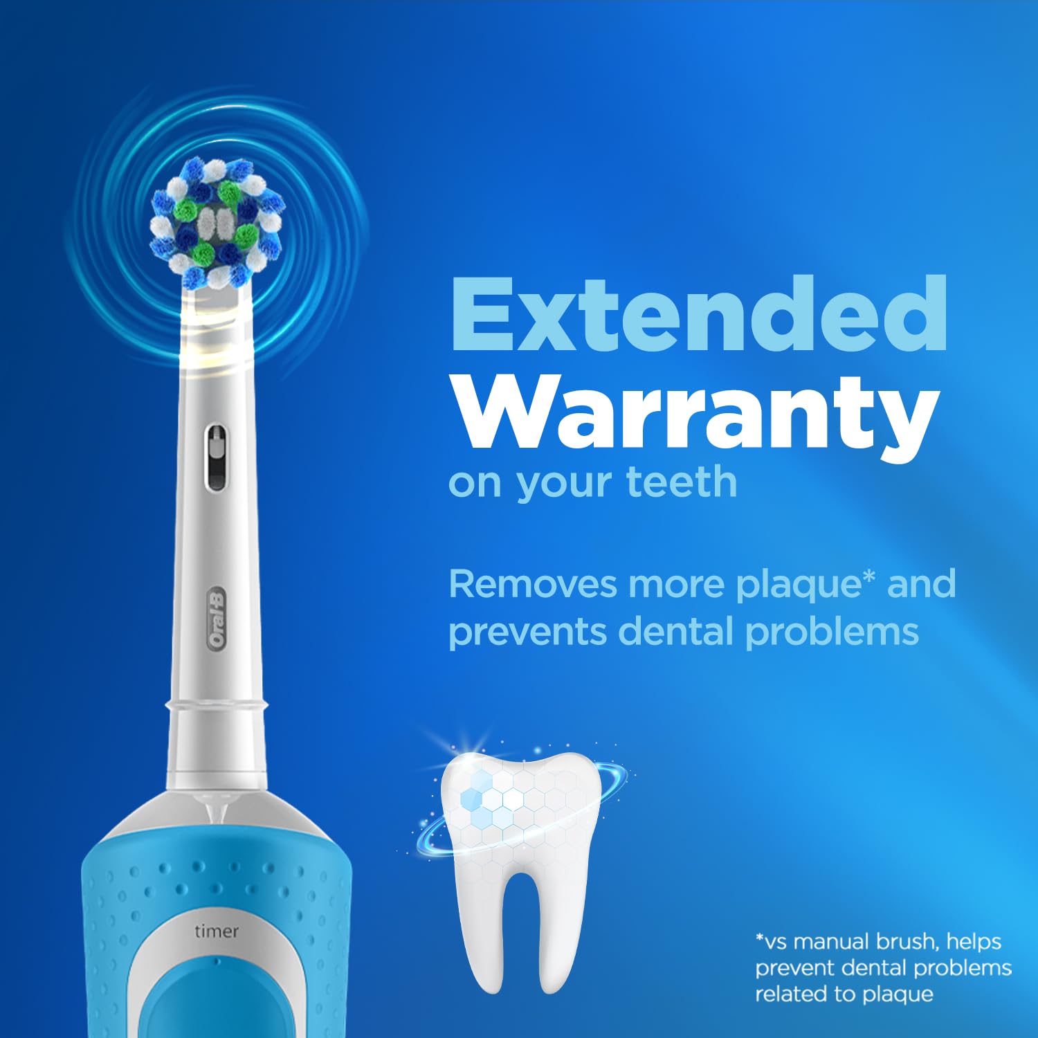 Oral-B Vitality 100 Blue Criss Cross Electric Rechargeable Toothbrush for Adults - Braun Technology - Deep Cleaning & Whitening - Perfect for Home & Travel Use