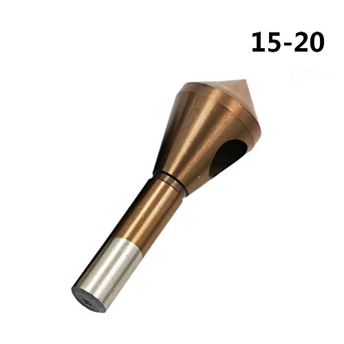 High-Speed Steel M35 Countersink Deburring Drill Bit for Metal & Stainless Steel - Taper Chamfering Hole Saw Cutter with Round Handle (15mm & 20mm, Brown) - Perfect for Metalworking, Woodworking, and DIY Power Drill Projects