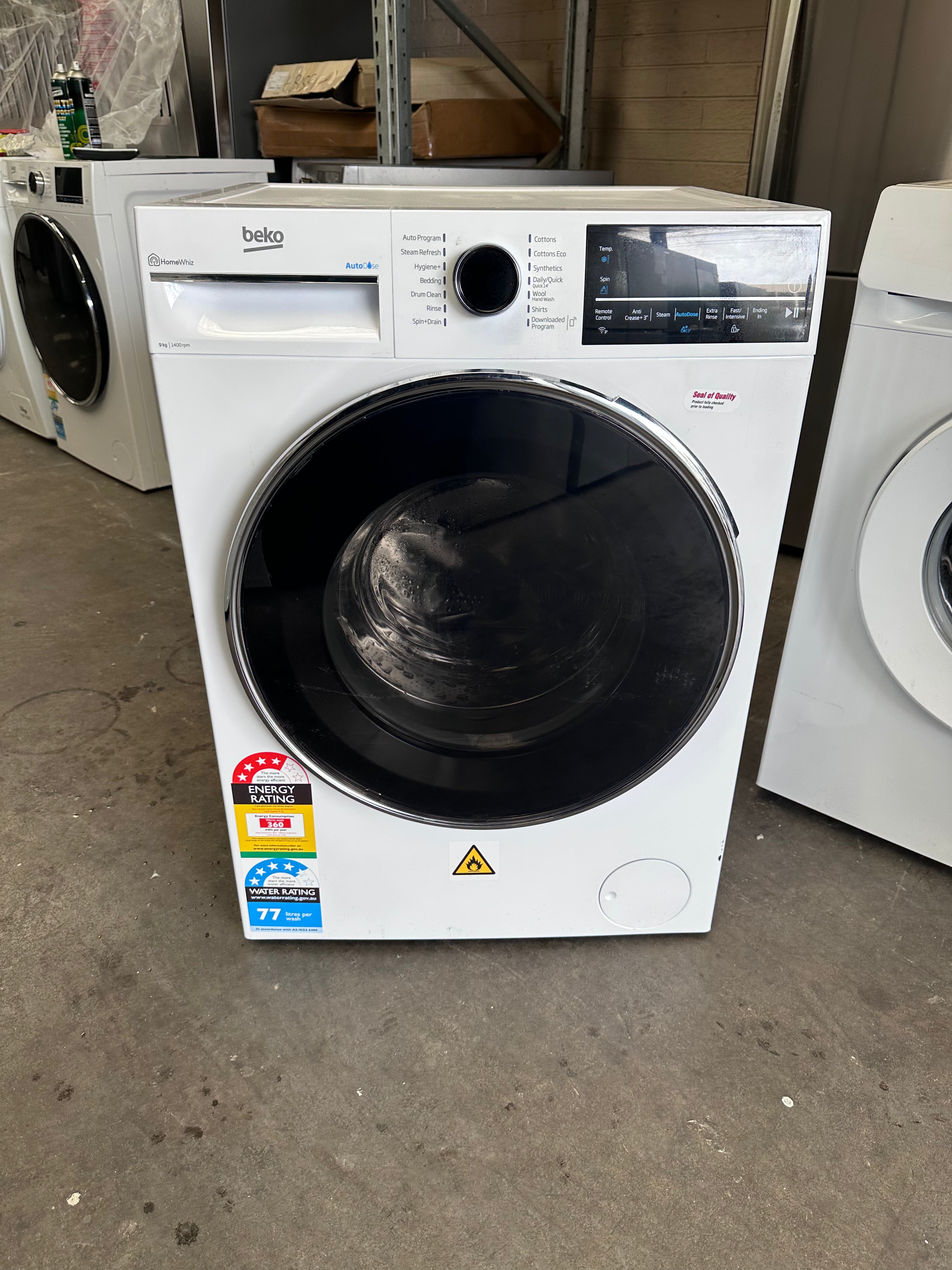 Beko BFLB902ADW 9kg Auto Dose Front Load Washing Machine - Energy Efficient, Quiet Operation - Perfect for Apartments & Small Homes (Factory Refurbished)