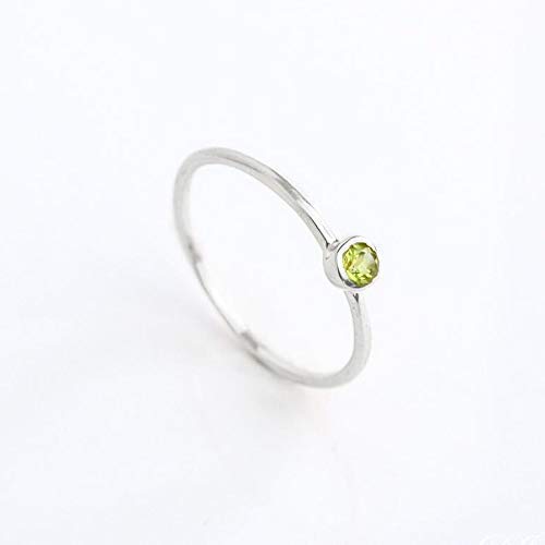 Peridot Stacking Ring - Dainty Thin Minimalist Band, August Birthstone Jewelry for Women - Perfect for Layering, Everyday Wear & Gift Giving