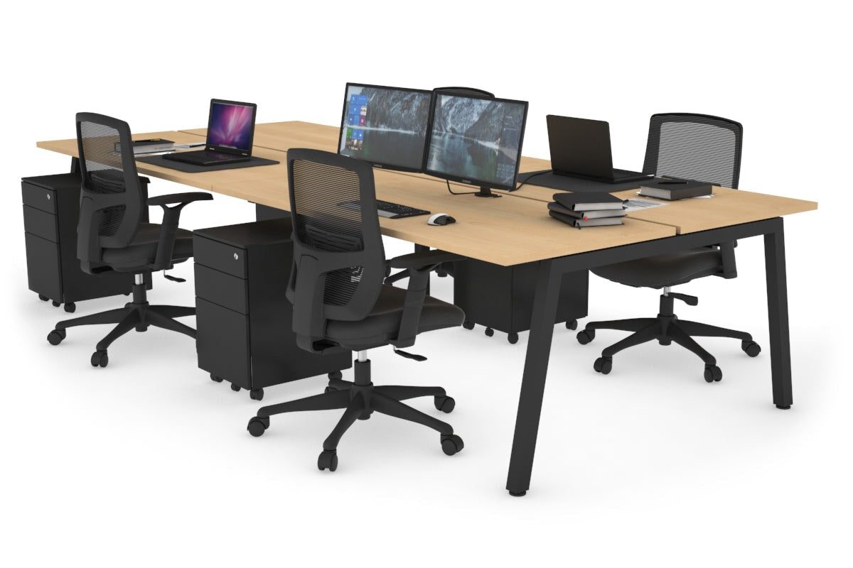 Quadro 4-Person Office Workstation Desk - 1600L x 700W Dimensions - Perfect for Team Collaboration, Open Office Spaces & Shared Workstations