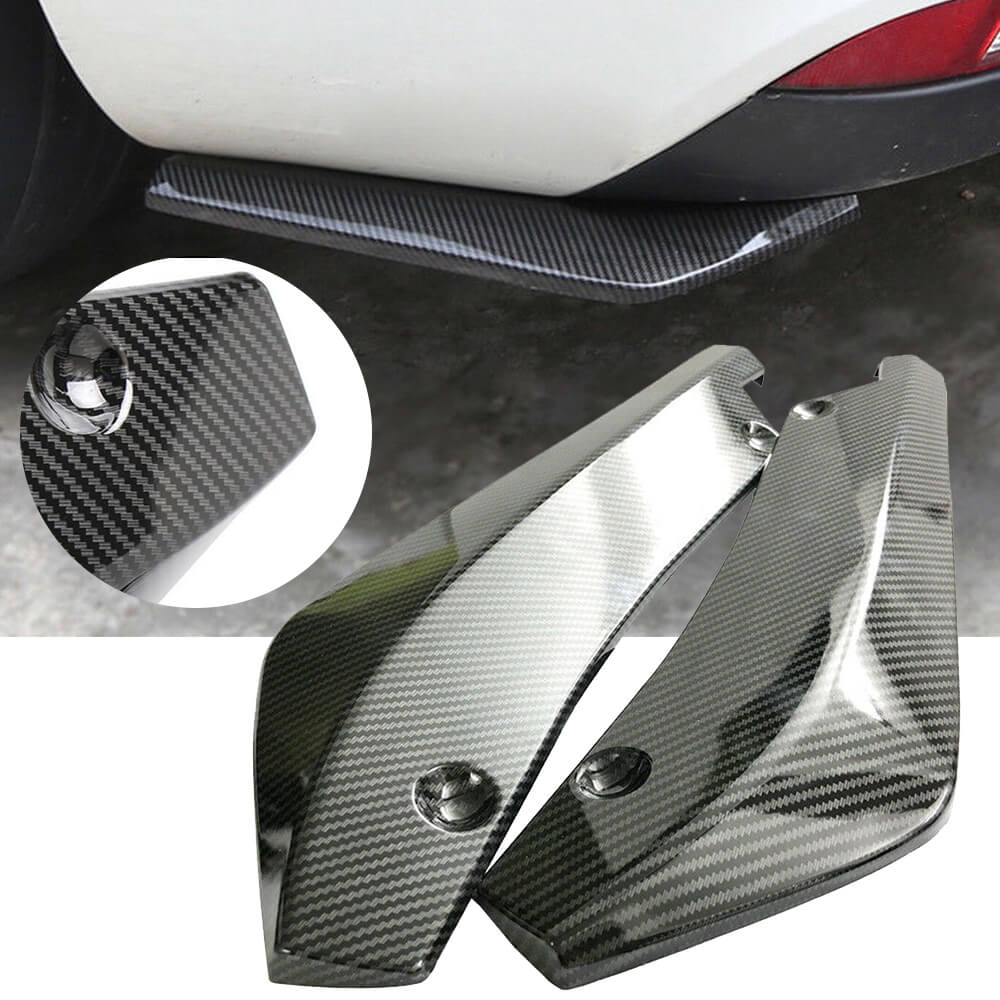 Universal Auto Carbon Fiber Rear Bumper Diffuser Splitter Canards Lip Spoiler 2pcs - High Performance Car Body Kit for Sports & Luxury Vehicles - Perfect for Racing, Car Shows & Street Style Enhancement