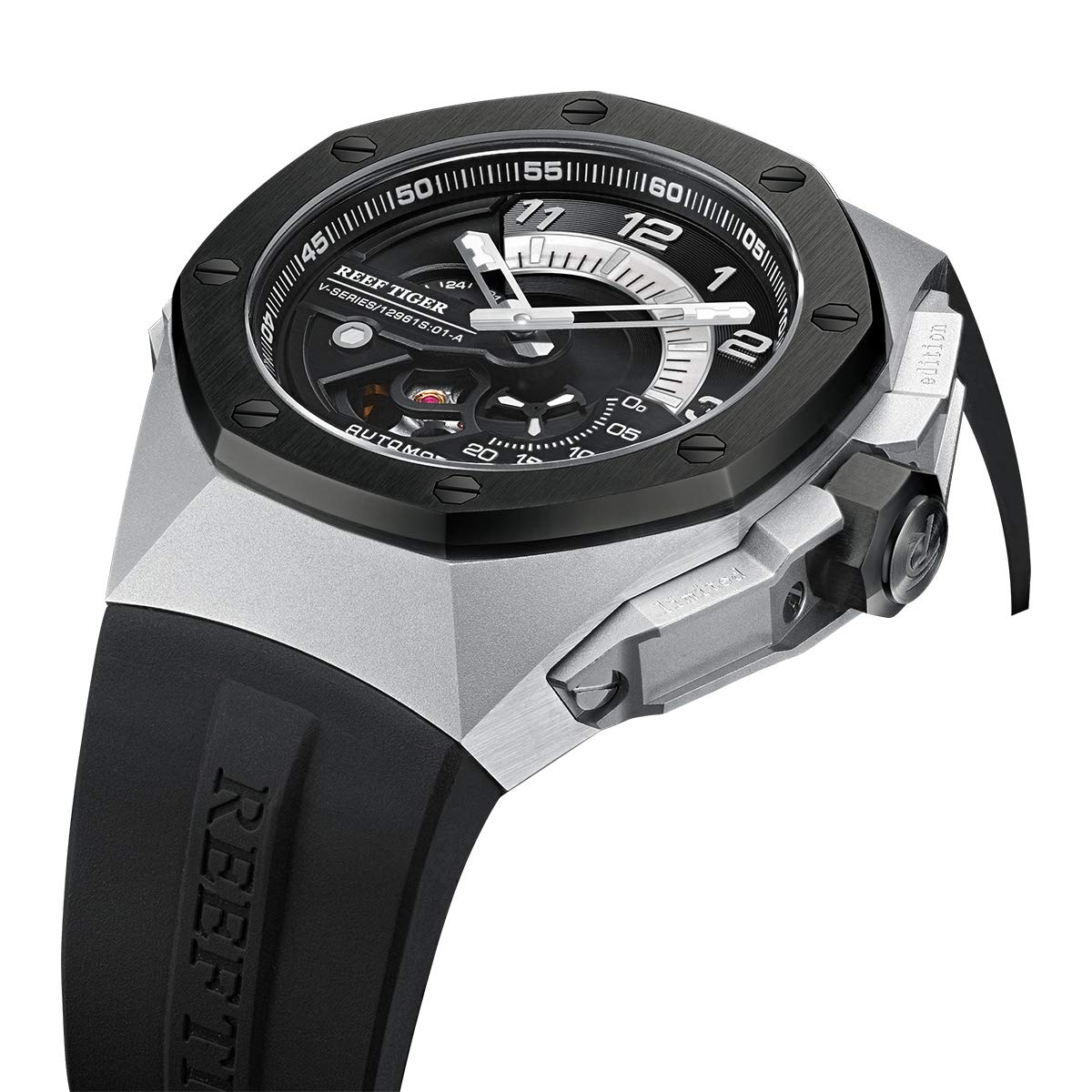 REEF TIGER Luxury Men's Automatic Mechanical Sports Watch - Stainless Steel Chronograph Waterproof Wristwatch RGA92S7 | Perfect for Business, Diving & Outdoor Activities