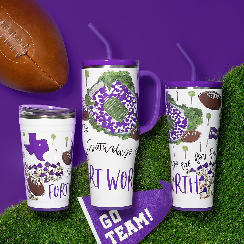 40oz Saturdays in Fort Worth Mega Mug - Large Insulated Tumbler for Coffee, Tea & Cold Drinks - Perfect for Home, Office & Outdoor Adventures