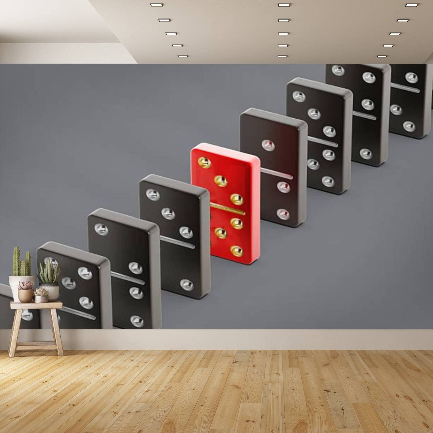 Domino Tiles Game PVC Wallpaper - Peel and Stick Removable Self-Adhesive Wall Mural for Living Room & Bedroom Decor - Royalty-Free Stock Photo Design - Perfect for Game Rooms, Kids' Bedrooms, and Creative Home Office Accent Walls