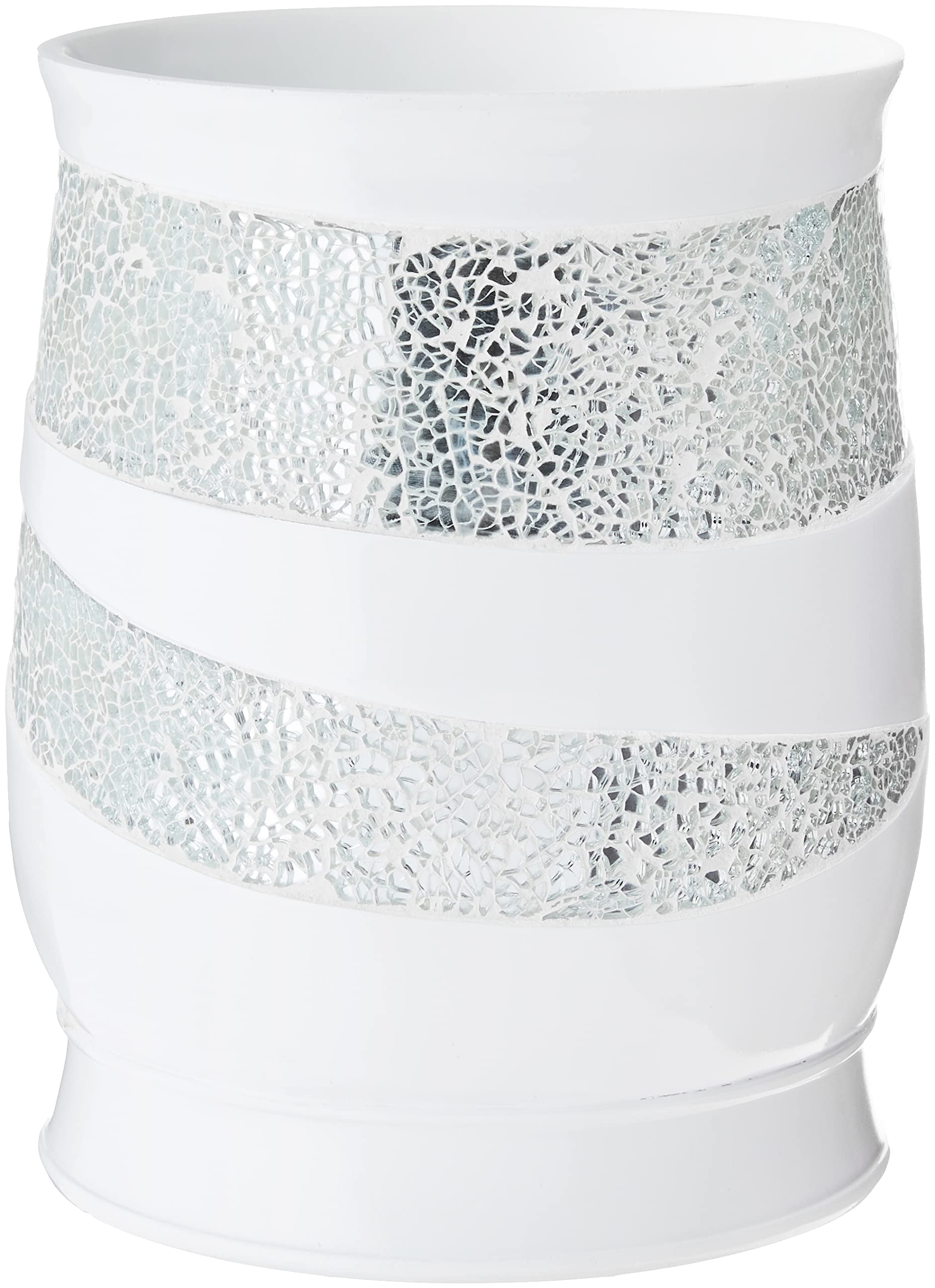 Modern Bath Waste Basket - Classic Contemporary Decorative Bathroom Trash Can with Beautiful Designs for Home Luxury Bath (White) | Perfect for Spa-Style Bathrooms, Hotel Decor & Upscale Home Bathroom Organization