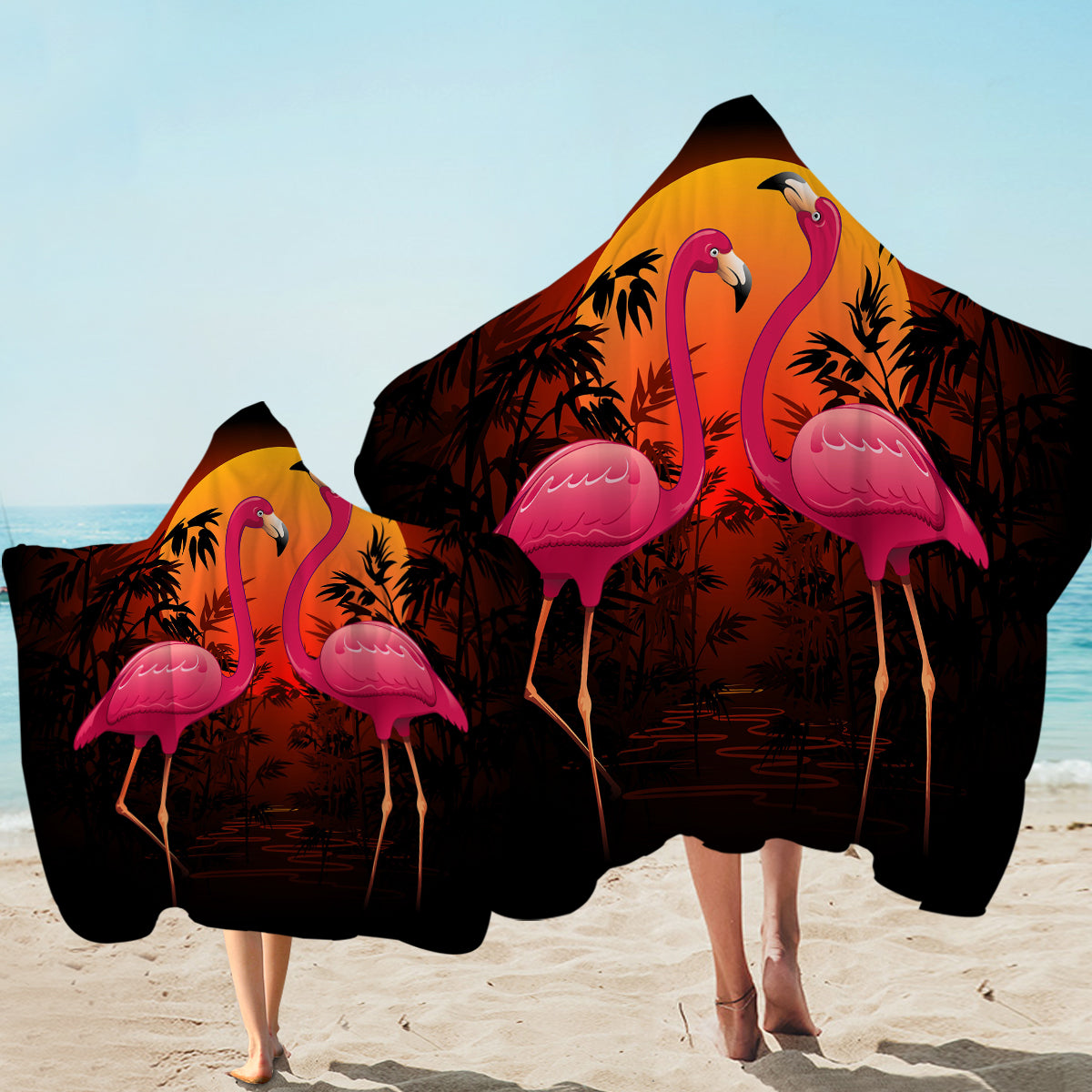 Flamingo Print Hooded Towel for Kids - Soft & Absorbent Bath Towel with Cute Flamingo Design - Perfect for Beach, Pool, and Bath Time
