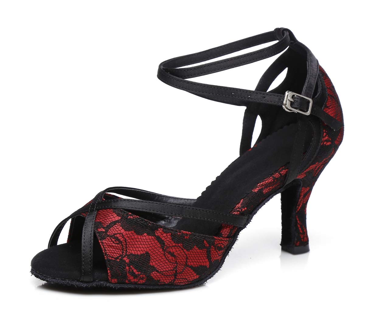 Minishion Women's Ankle Strap Peep Toe Latin Dance Shoes - Comfortable Wedding & Formal Dress Sandals for Salsa, Ballroom, and Evening Events