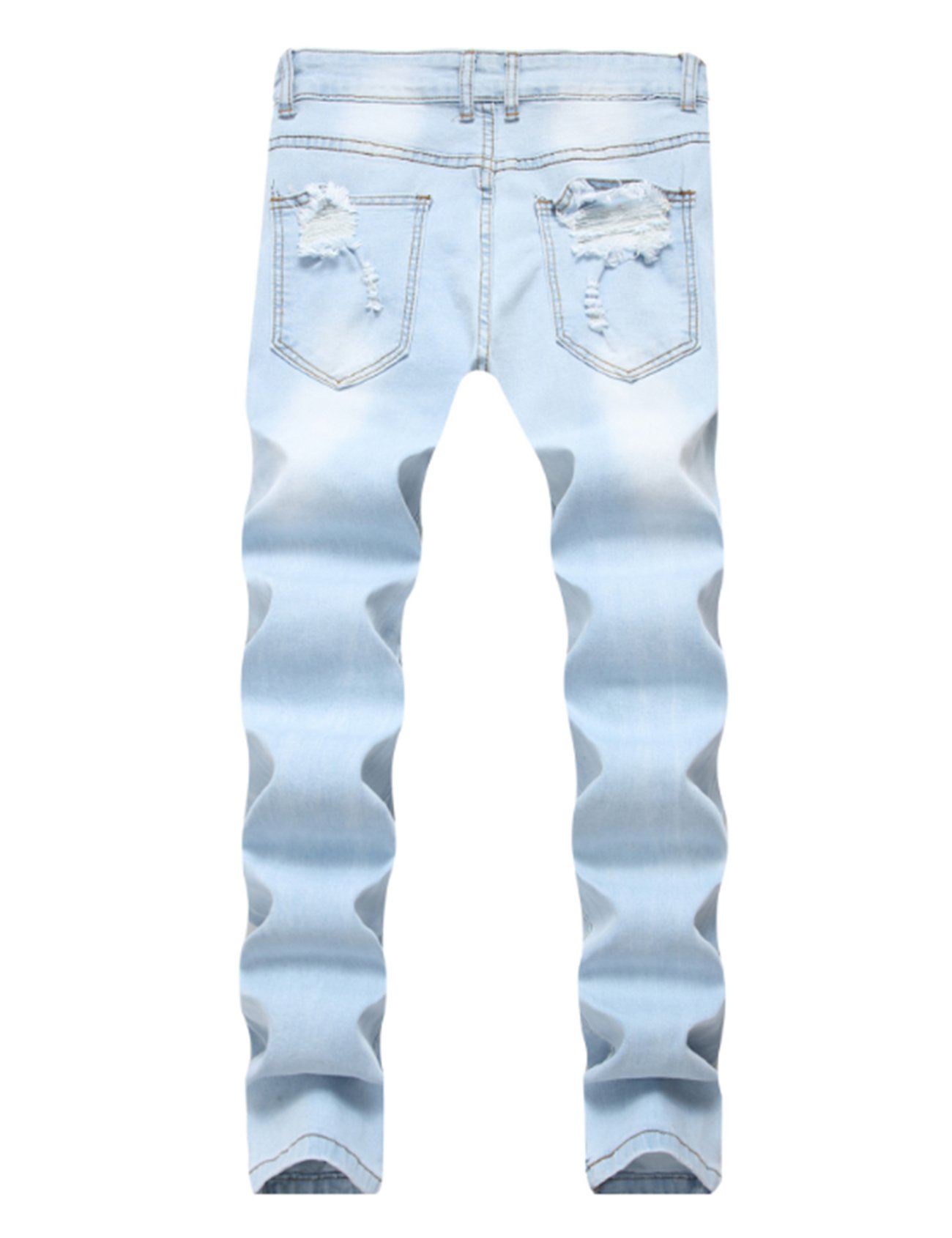 Newrong Men's Floral Embroidered Straight Leg Jeans - Casual Stretch Denim Pants for Everyday Wear & Street Style