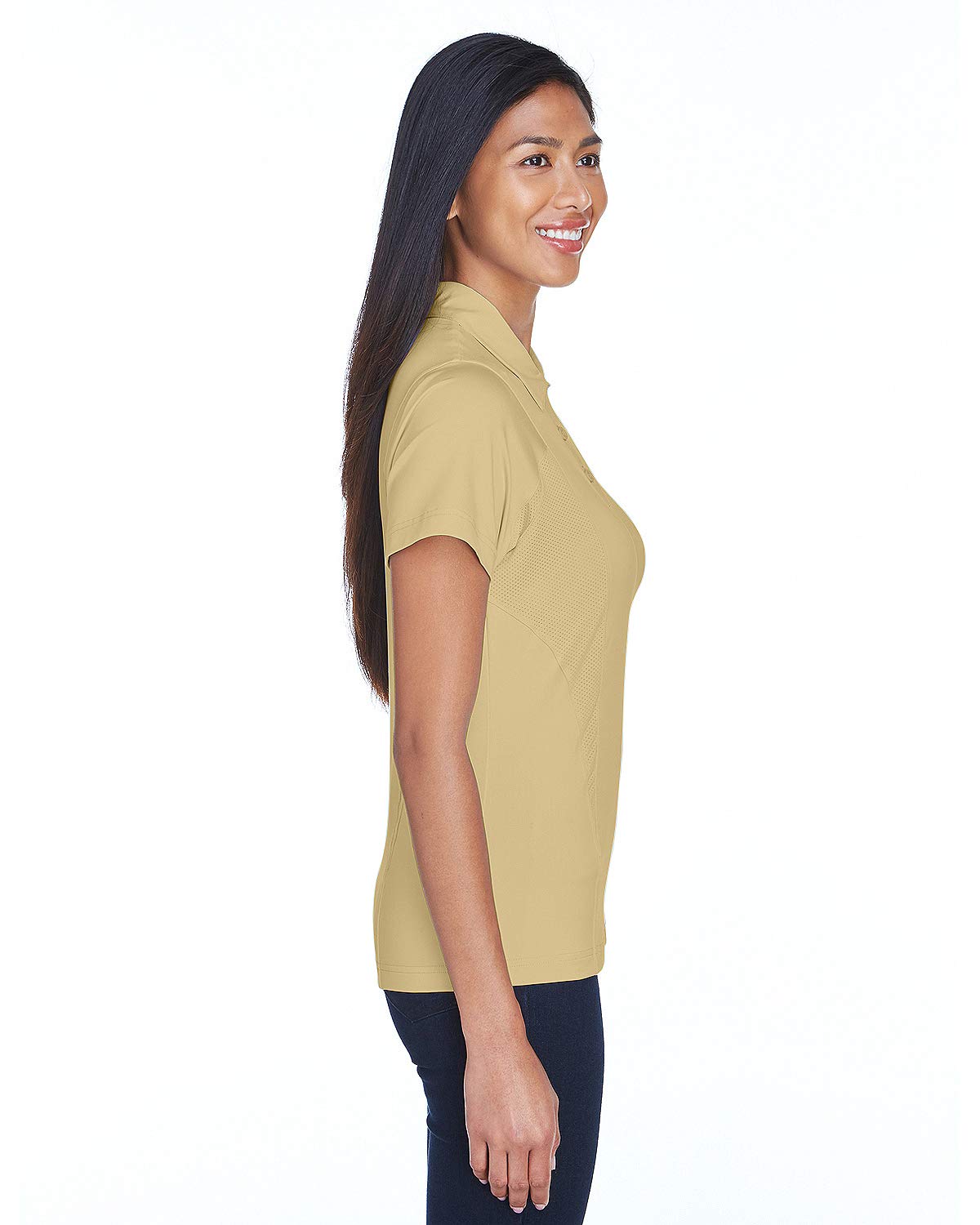 TEAM 365 Women's Performance Polo Shirt - Moisture Wicking, Breathable, UV Protection (Sport Vegas Gold, XS) | Golf, Tennis, Running & Workout Activewear
