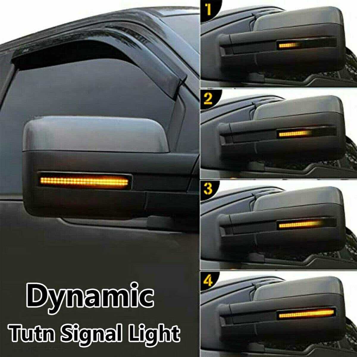 Smoked Lens Sequential LED Side Mirror Turn Signal Lights for 2009-2014 Ford F150 - Upgrade Your Truck's Safety & Style for Night Driving & Highway Use