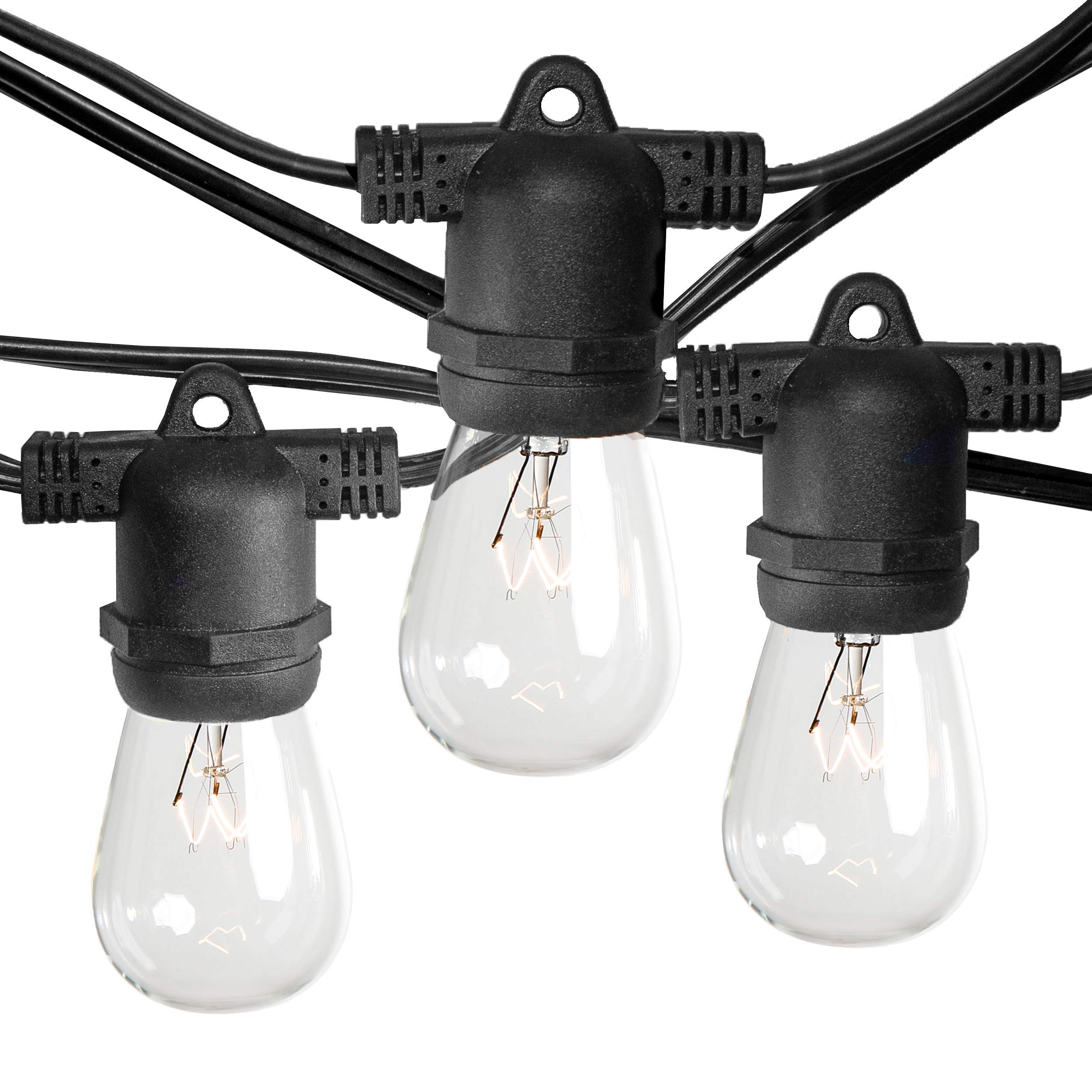 Hometown Evolution Commercial E26 String Lights - 50ft 25 Socket Outdoor/Indoor LED Bulb String Lights with 16 Gauge Wire & S14 11W Clear Bulbs - Perfect for Patio, Garden, Wedding, Party Decorations