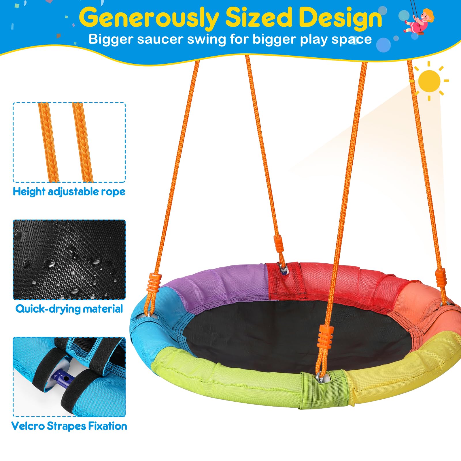 **GIKPAL Heavy Duty Metal A-Frame Swing Set with Stand for Kids – Outdoor Backyard Playset with 32