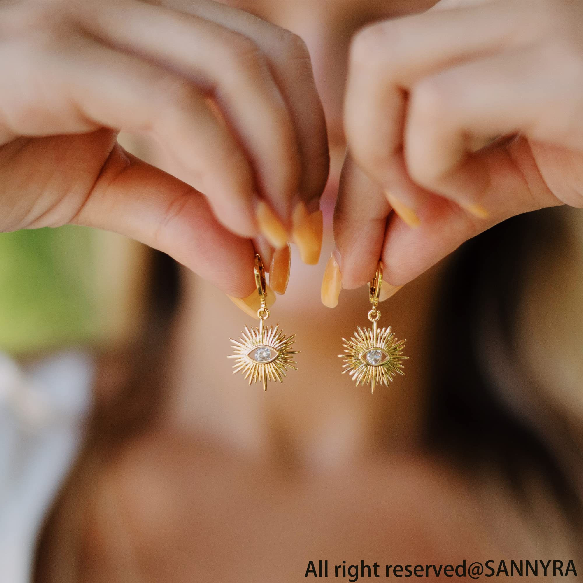 SANNYRA 14K Gold Plated Huggie Earrings for Women - Beach Sea Drop Dangle Earrings with Starfish, Butterfly, Moon & Seashell Charms - Stylish Beachy Jewelry for Summer Vacation, Pool Party & Boho Fashion