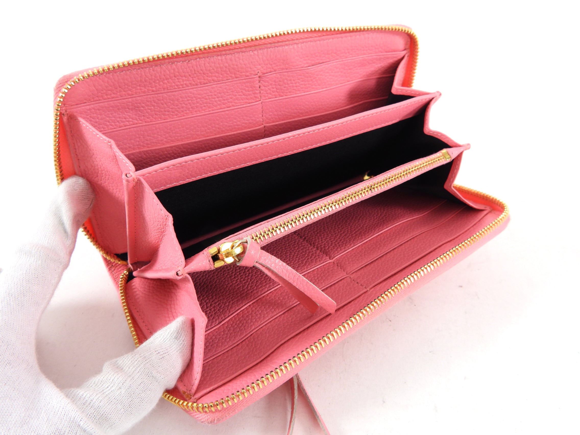Balenciaga Pink Leather Classic City Zip Wallet for Women | Luxury Designer Wallet for Everyday Use & Travel | Compact & Stylish Accessory