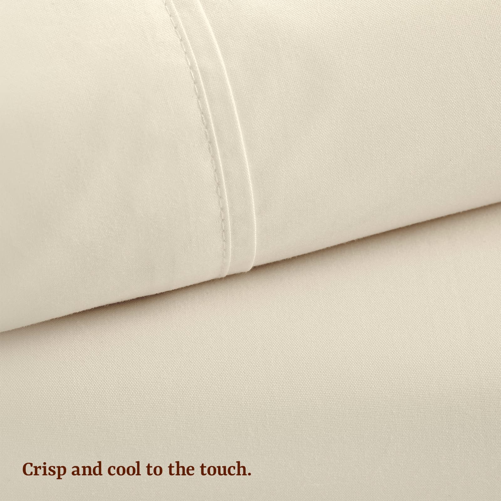 Premium 100% Peruvian Pima Cotton Twin Size Bed Sheets Set - 3 Piece Percale Bedding with 285 Thread Count - Breathable & Cooling Solid Ivory Sheets for Hot Sleepers - Perfect for Guest Rooms, Dorms & Summer Nights