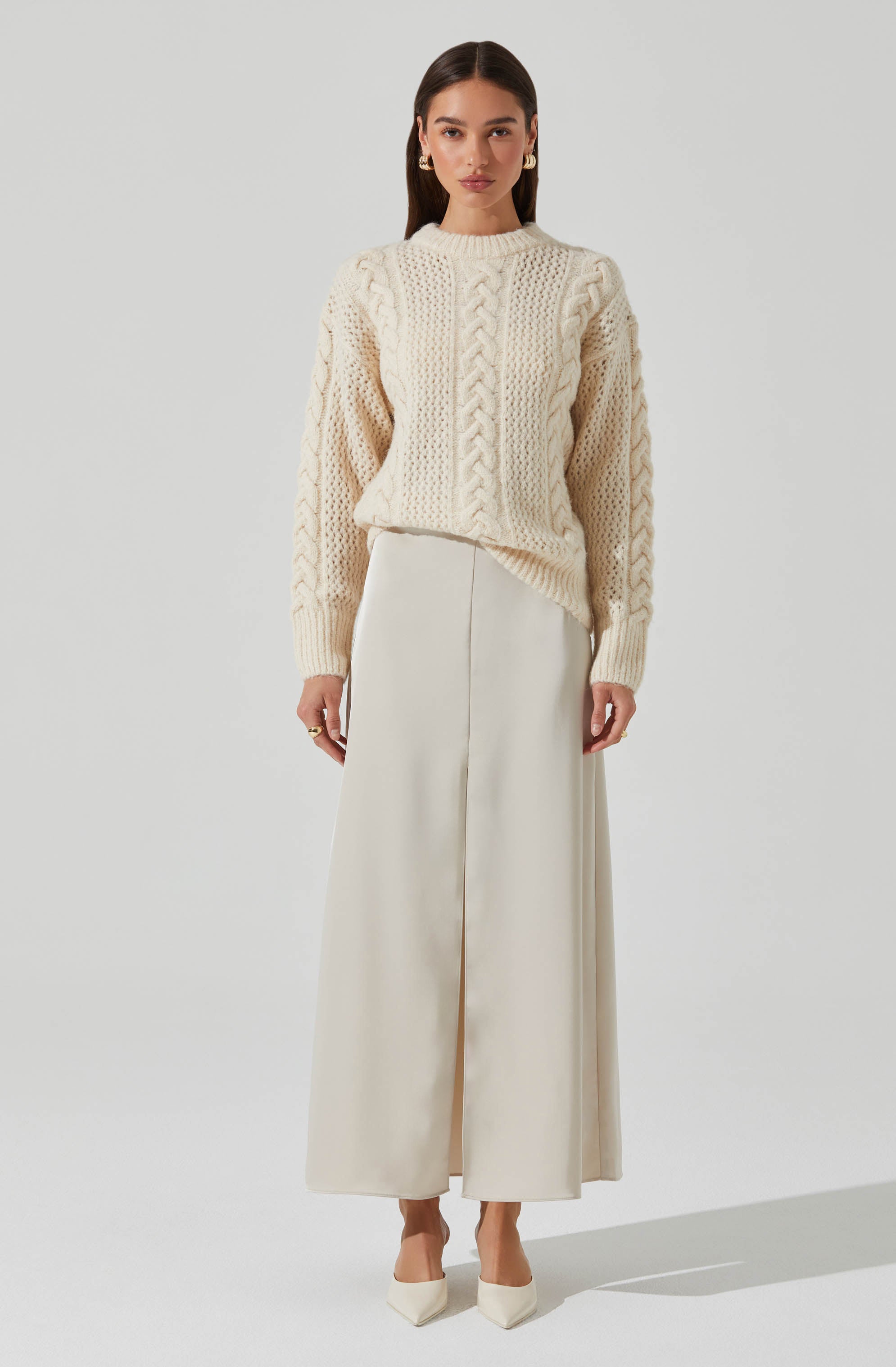 Lisbeth Cable Knit Sweater for Women - Cozy Winter Pullover with Classic Cable Design - Perfect for Casual Outfits, Office Wear & Holiday Gatherings