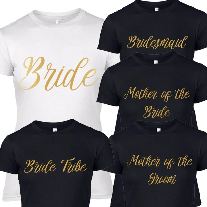 CLR Bride & Tribe Matching T-Shirts for Wedding Party - Perfect for Bridal Showers, Bachelorette Parties & Rehearsal Dinners
