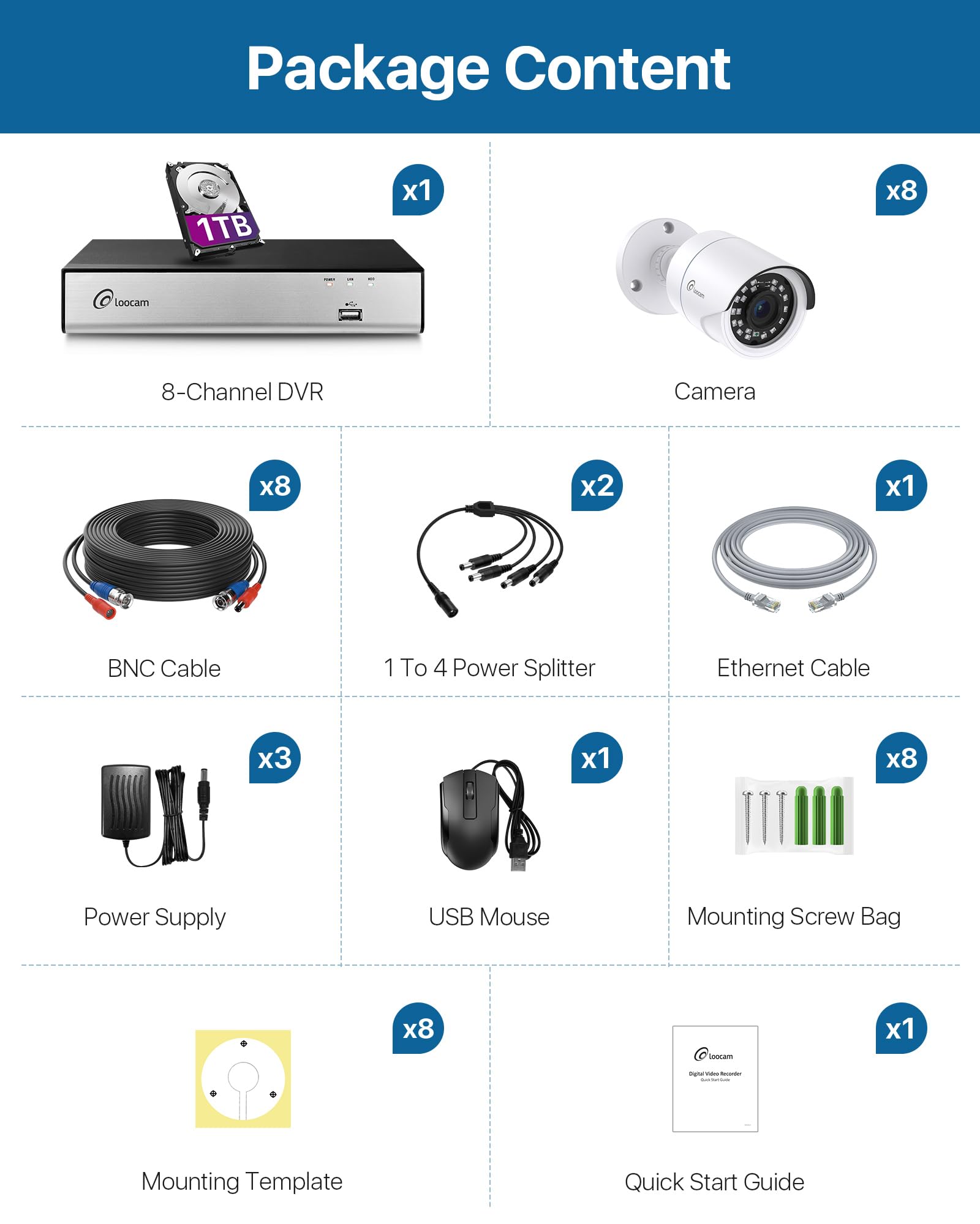 1080p H.265+ Security Camera System with 1TB HDD | AI Human & Vehicle Detection | Wired Indoor/Outdoor Surveillance | IP66 Weatherproof | Remote Viewing via Mobile App | Perfect for Home, Business & Property Security Monitoring