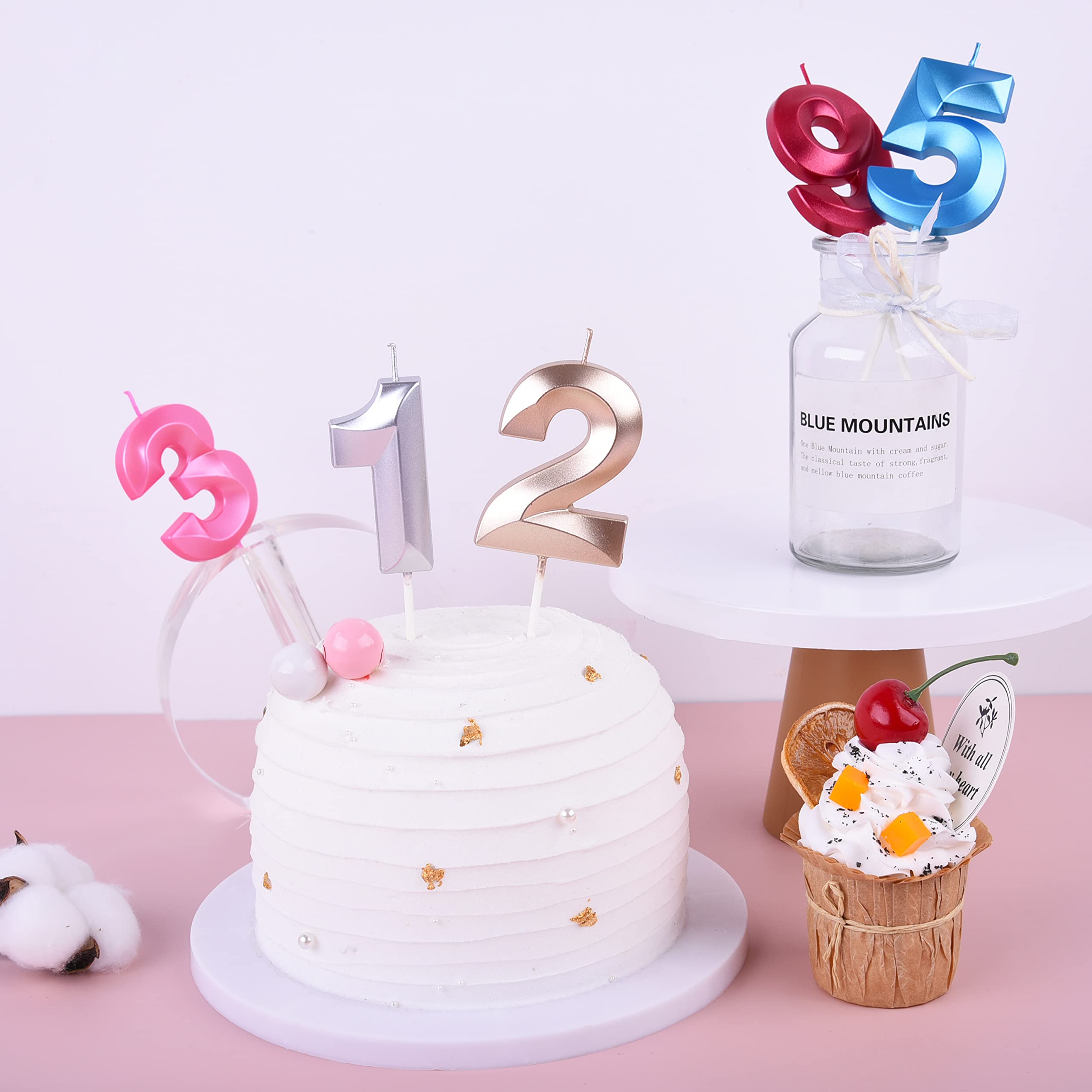 PHD CAKE 2.76 Inch Diamond Rose Gold Number 1 Birthday Candle - Elegant Rose Gold Cake Topper for Birthday Parties, Anniversaries & Special Celebrations