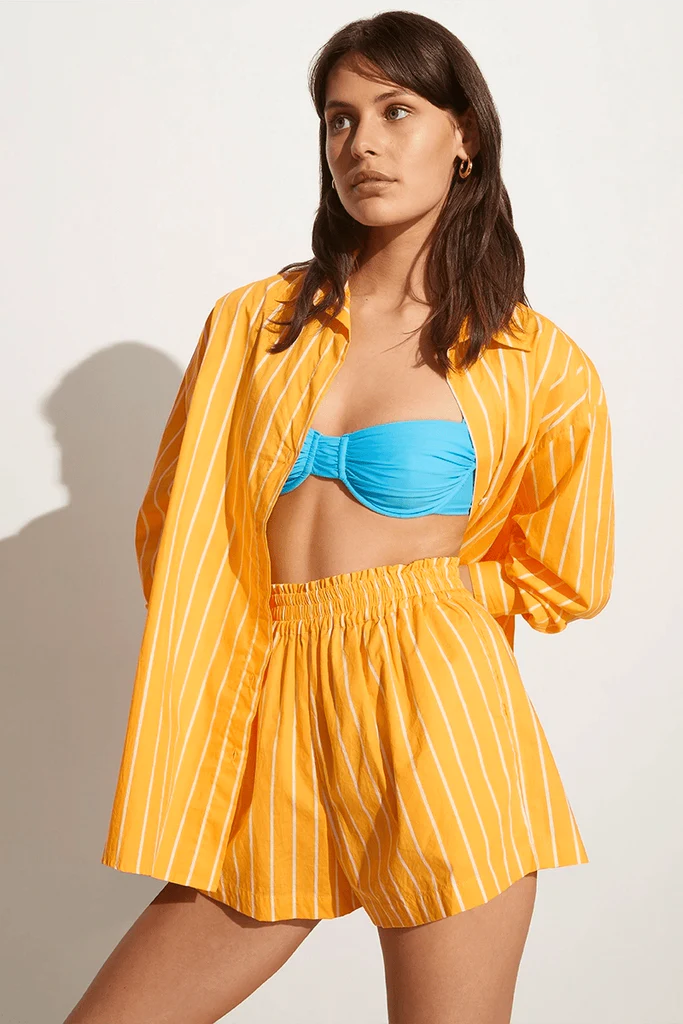 Daija Shirt - Adia Stripe Citrus Print Women's Casual Top | Summer Beachwear & Vacation Outfit