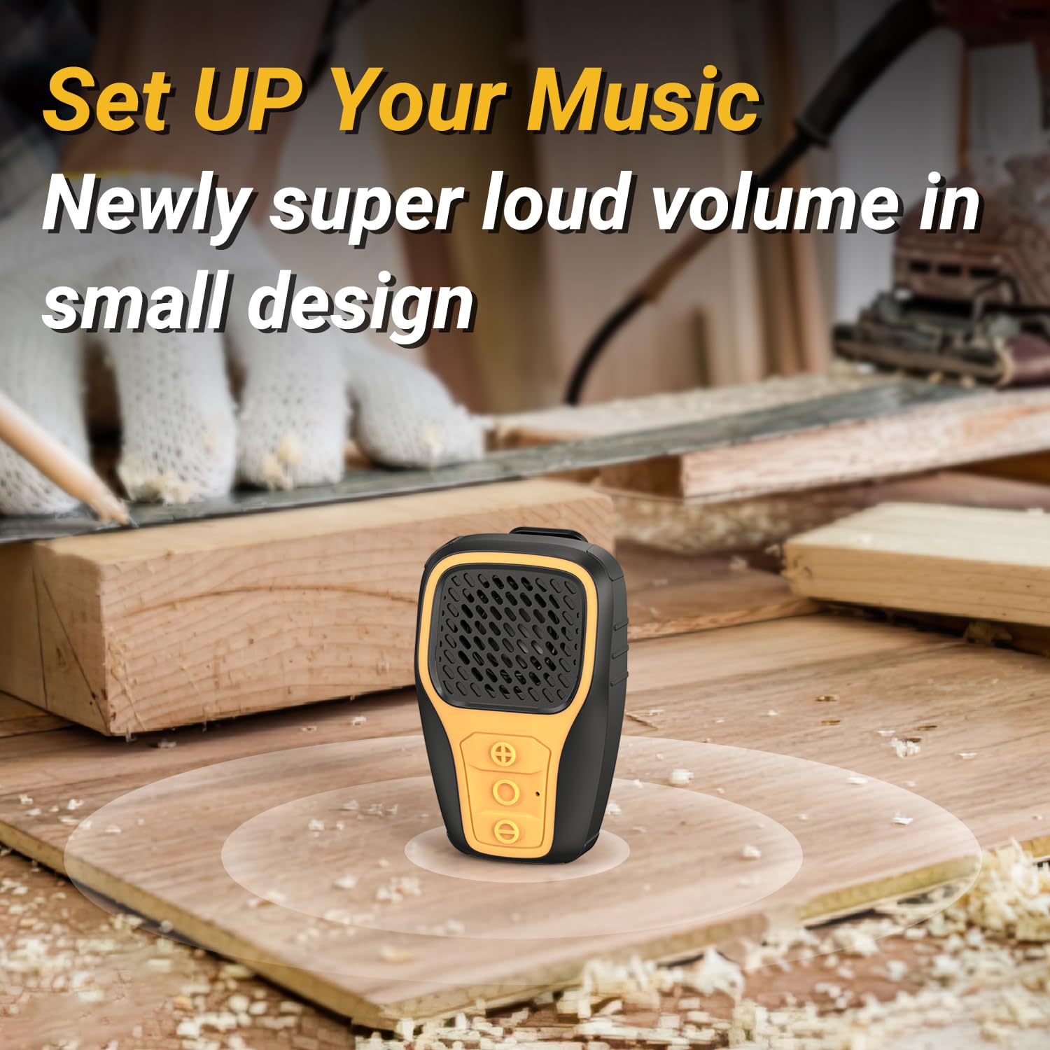 INGA Wearable Bluetooth Speaker - IP67 Waterproof Clip-on Mini Portable Speaker with Built-in Mic, Wireless Clip Speaker for Hands-Free Music & Calls, Perfect for Work, Riding, Golf, Outdoor Adventures, and Travel (Yellow)
