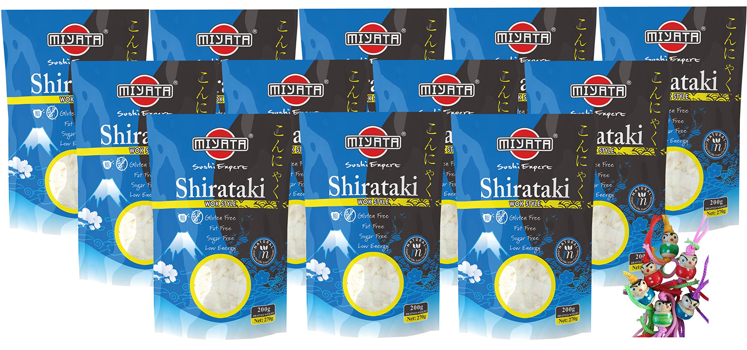 Yoaxia® 12-Pack Shirataki Konjac Noodles - 12x 270g/200g Low Carb Wok Noodles - Gluten Free Japanese Konnyaku Pasta - Perfect for Stir Fry, Keto Diet & Asian Cooking - Includes Free Lucky Charm Keychain
