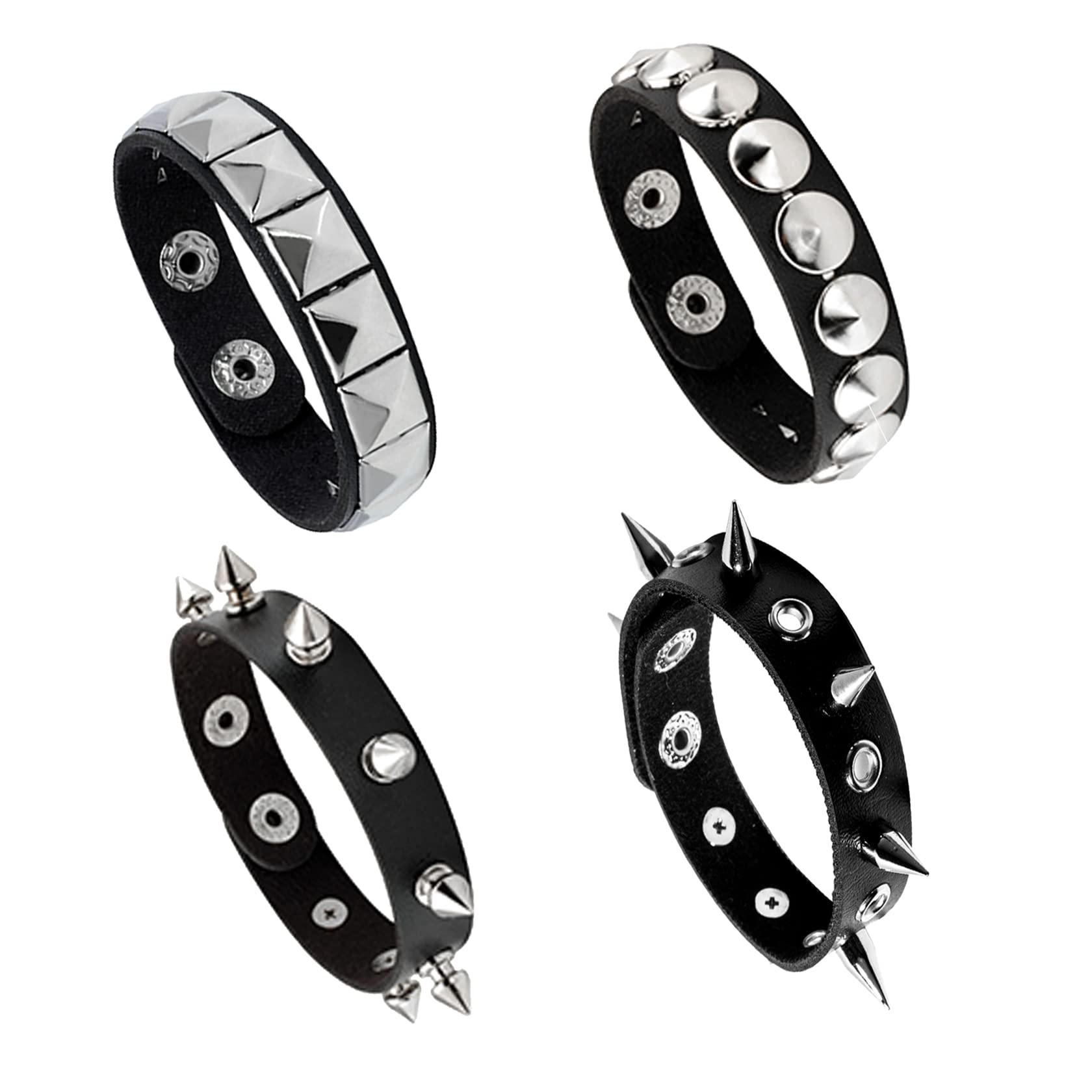 Trendy MILAKOO Punk Leather Bracelet for Men & Women - Adjustable Spiked Cuff Wristband with Rivets | Perfect for Hip Hop Fashion, Rock Concerts & Gothic Style