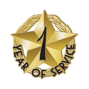 1 Year Service Star Lapel Pin - Gold Recognition Award for Work Anniversary