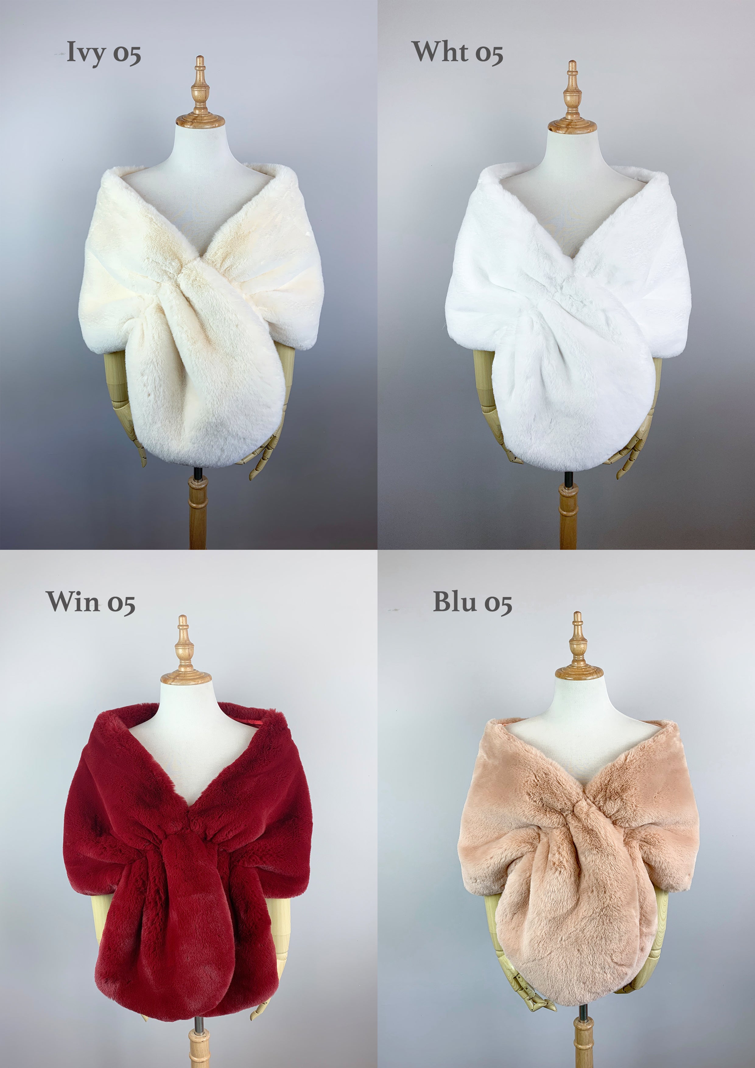 Blush Faux Fur Bridal Cape - Elegant Wedding Shawl for Bride (Audrey DBlu05) | Perfect for Winter Weddings, Photoshoots & Formal Events