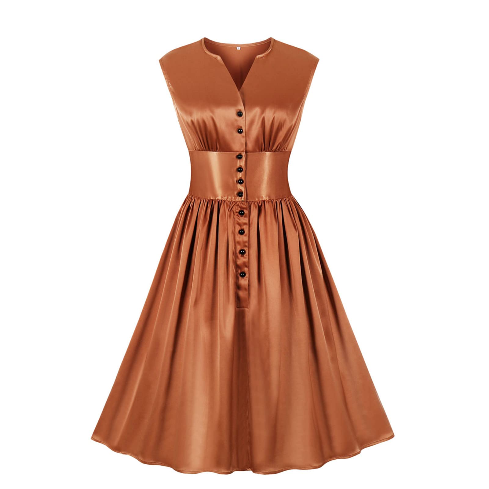 Vintage 1950s 1940s Style Women's V-Neck Patchwork Tea Dress with Button Decoration - Retro Casual Floral Dress in Green | Perfect for Tea Parties, Vintage Events & Everyday Wear