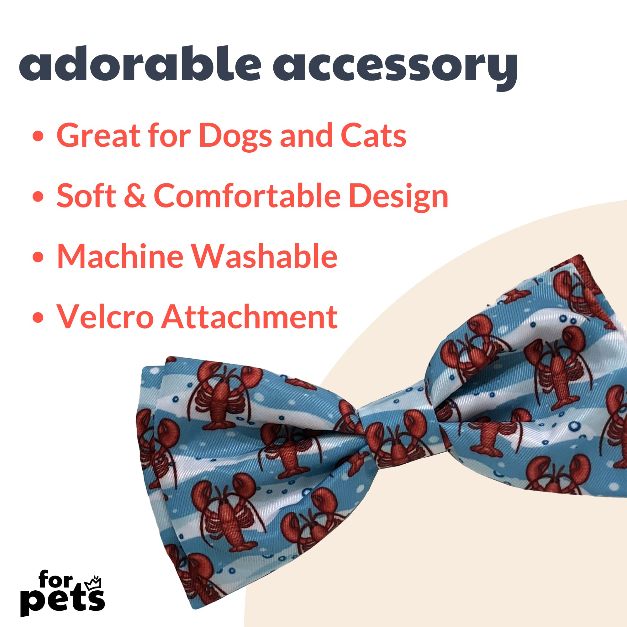 Huxley & Kent Extra Large Lobster Roll Bow Tie for Dogs & Cats - Adjustable Pet Collar Accessory, Cute & Durable Bowtie for Pets - Perfect for Weddings, Parties & Photo Shoots