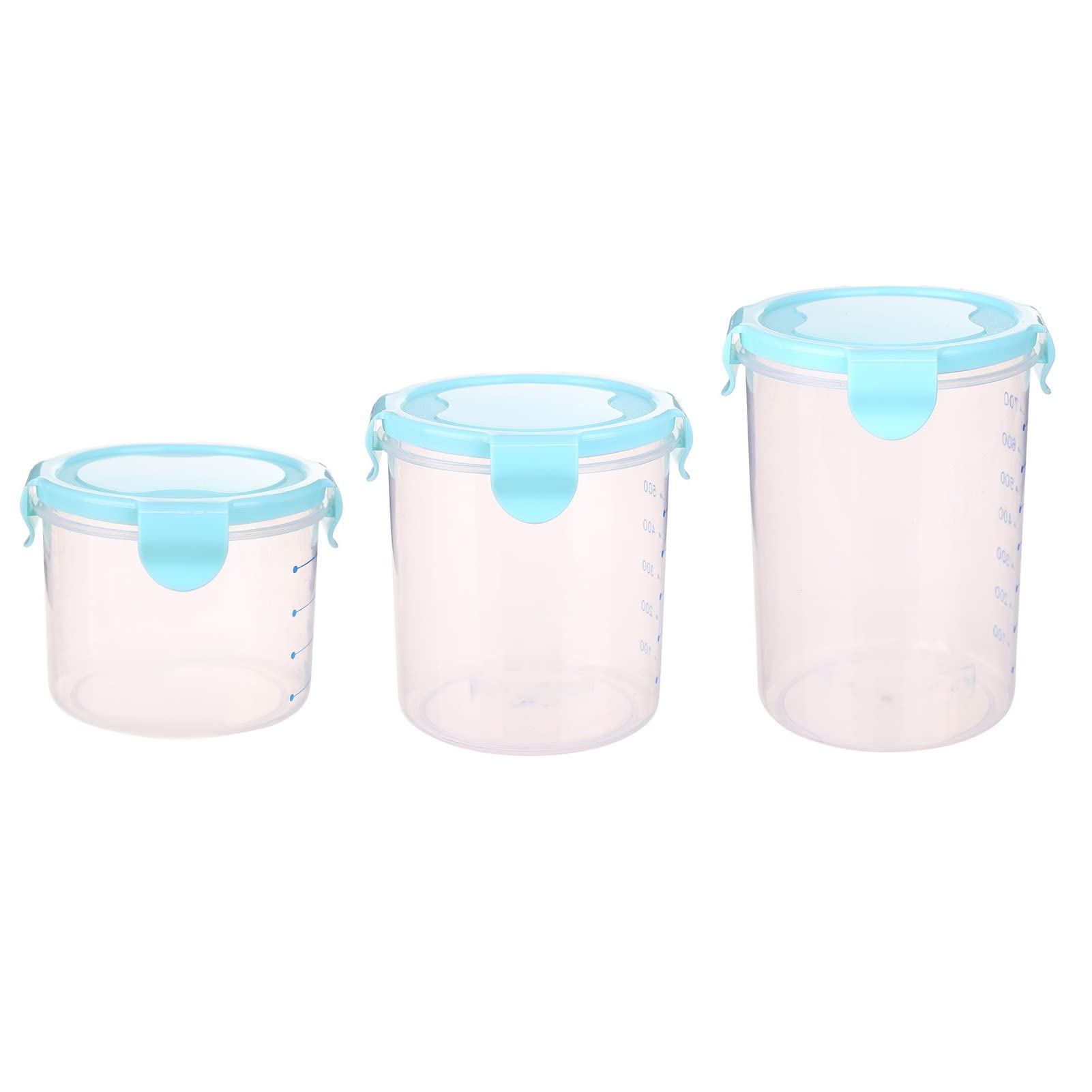 LASIS Airtight Food Storage Containers Set - BPA-Free Plastic Kitchen Organizers for Flour, Rice, Grains & Dry Goods - Transparent Fresh-Keeping Box with Measuring Scale (Large/Medium, Blue) - Perfect for Pantry Organization & Meal Prep