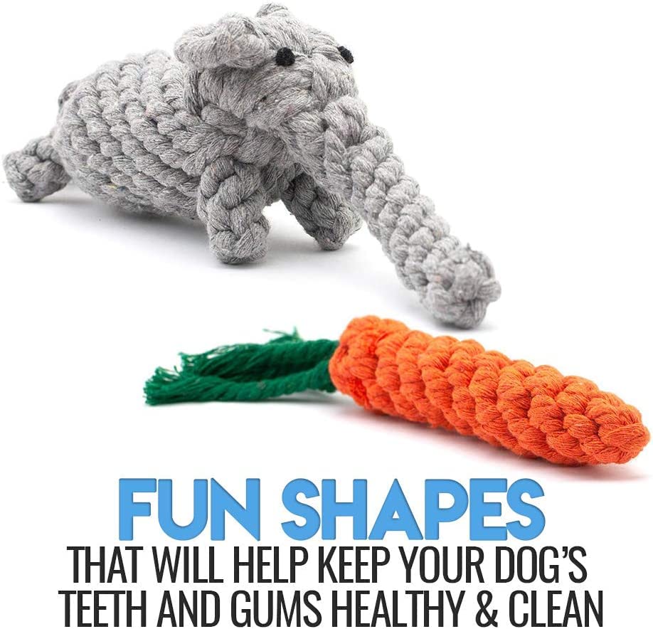 Otis & Claude Variety Pack Rope Toys for Small & Medium Dogs - Heavy Duty Chew Toys for Aggressive Chewers, Cotton Puppy Teething Toys (11-Pack) - Perfect for Playtime, Training & Dental Health