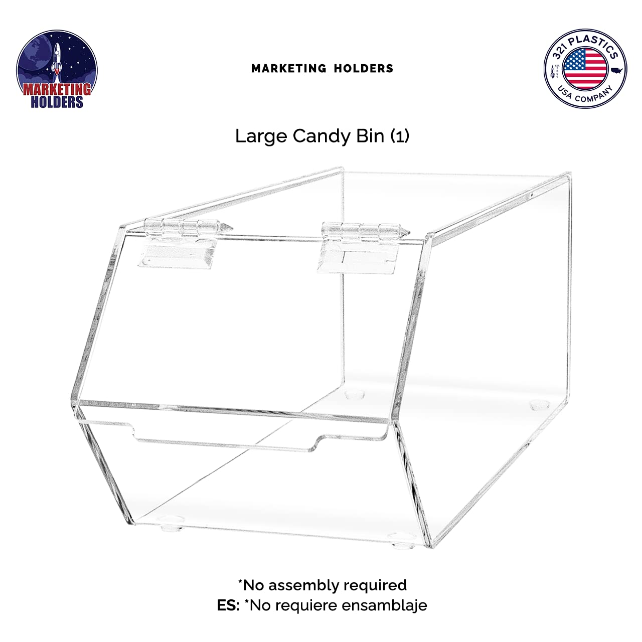 Clear Acrylic Food Storage Bin with Hinged Lid - 5