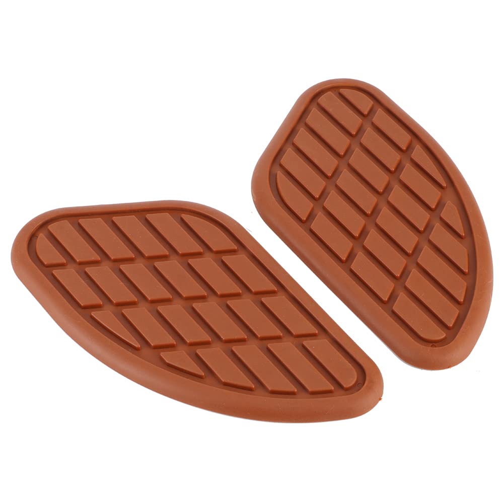 Vintage Motorcycle Knee Grip Pads - Universal Rubber Fuel Tank Protectors for Riding Comfort (Brown)