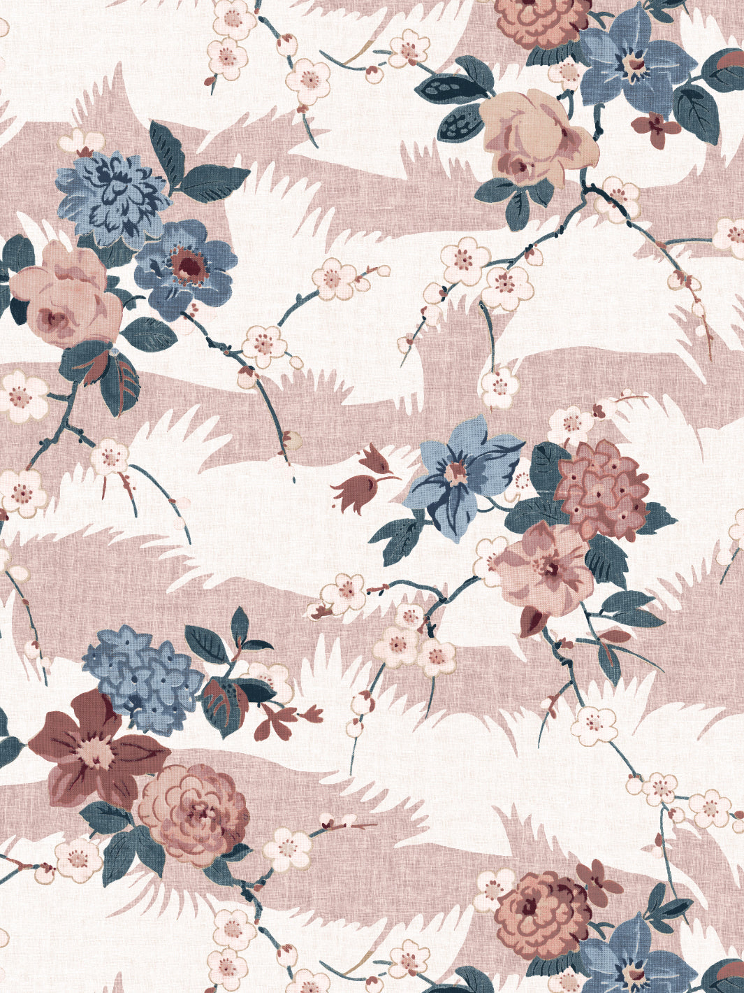 Nathan Turner Dora Chintz Wallpaper - Pink and Blue Floral Pattern for Bedroom & Living Room Decor