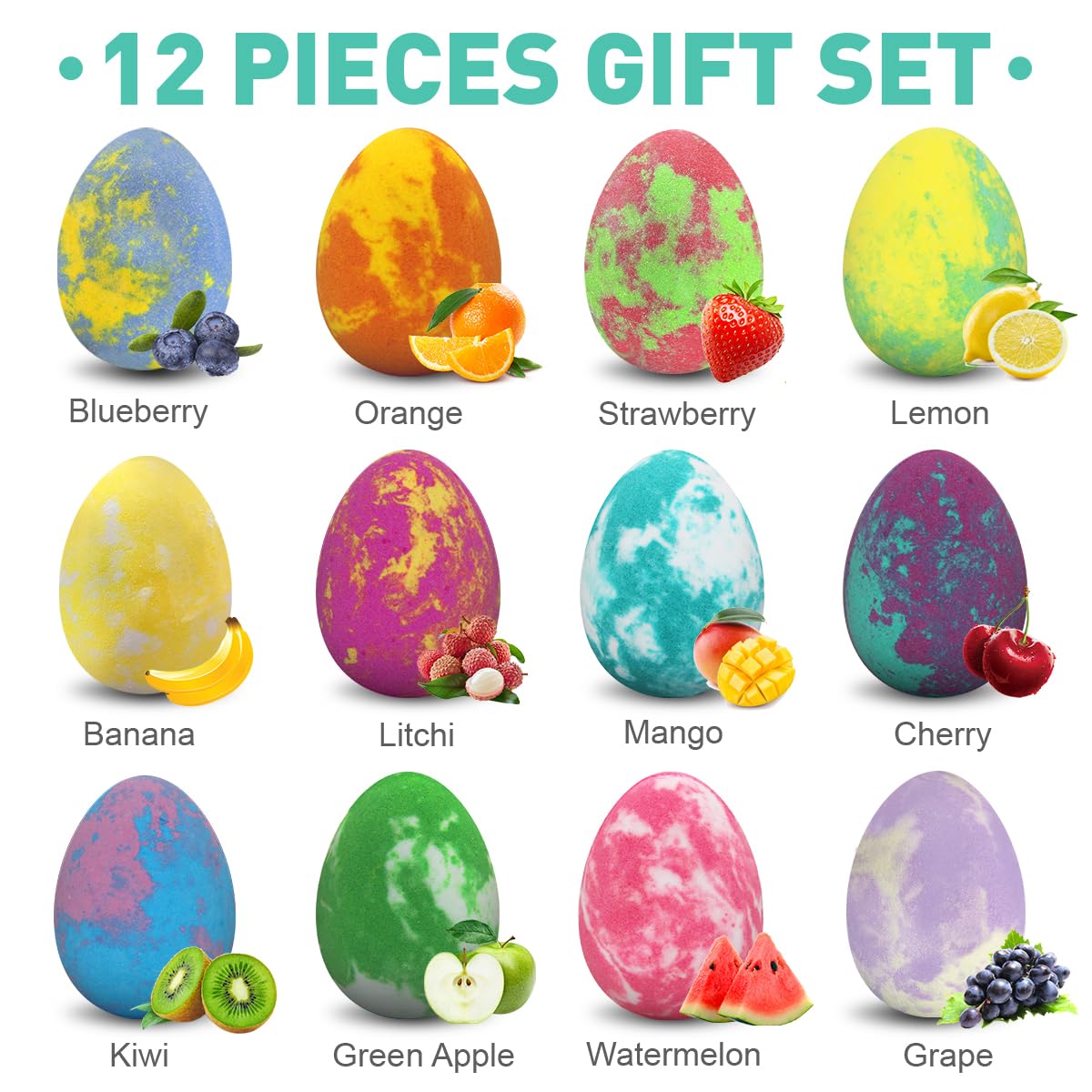 12Pcs Easter Egg Bath Bombs with Surprise Toys Inside - Dino Egg Bubble Bath Fizz Gift Set for Kids, Girls & Boys - Perfect for Birthday, Christmas & Easter Basket Stuffers - Fun Bath Time & Party Favors