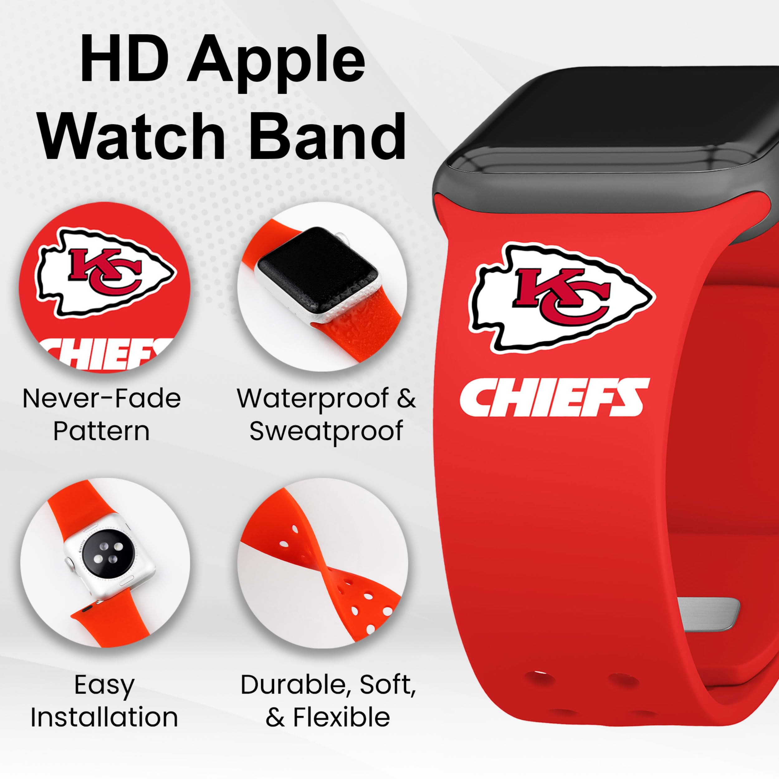 Game Time NFL ELITE Edition Watch Band for Apple Watch Series 8/7/6/SE - Durable Sports Strap for Football Fans - Perfect for Game Day, Workouts & Everyday Wear