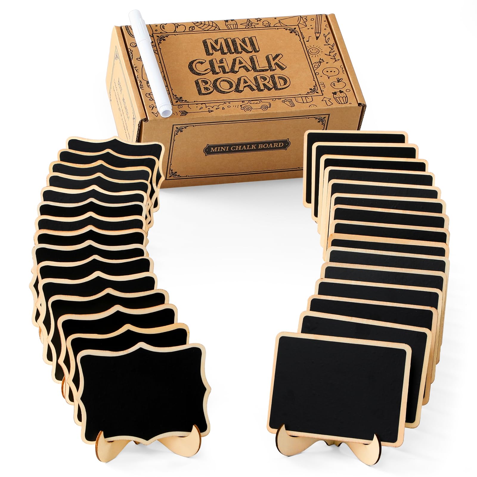 30 Pack Mini Chalkboard Signs with Easel Stand - Small Blackboard for Wedding, Party, Restaurant & Event Decor - Reusable Food Labels, Place Cards & Message Boards - Perfect for Dessert Tables, Buffets & DIY Crafts