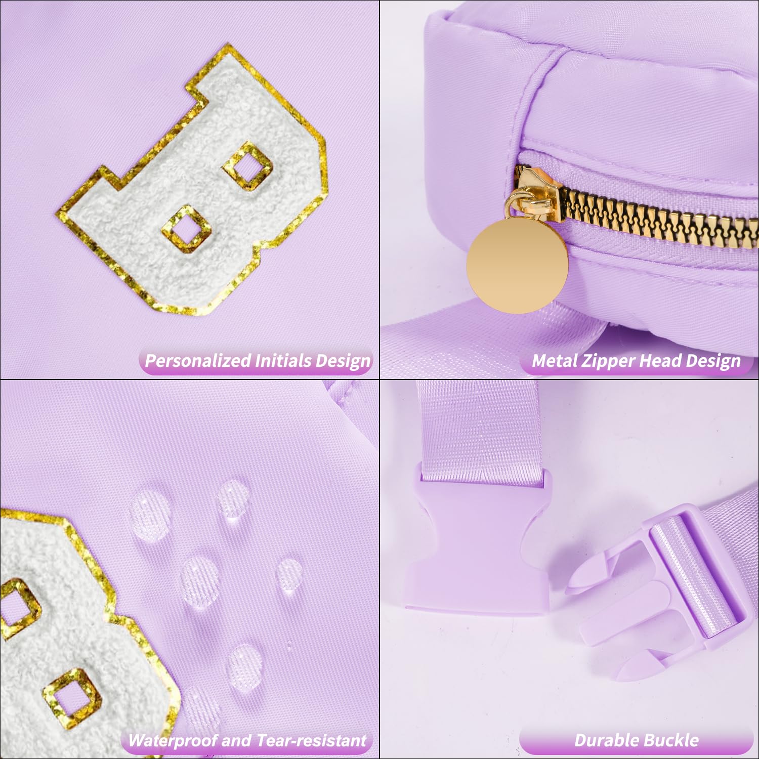 Mini Belt Bag Fanny Pack - Small Crossbody Bag with Initials, Cute Birthday Gift for Teenager Girls, Trendy Accessory for Teens (Lavender) - Perfect for School, Travel, Concerts & Everyday Use